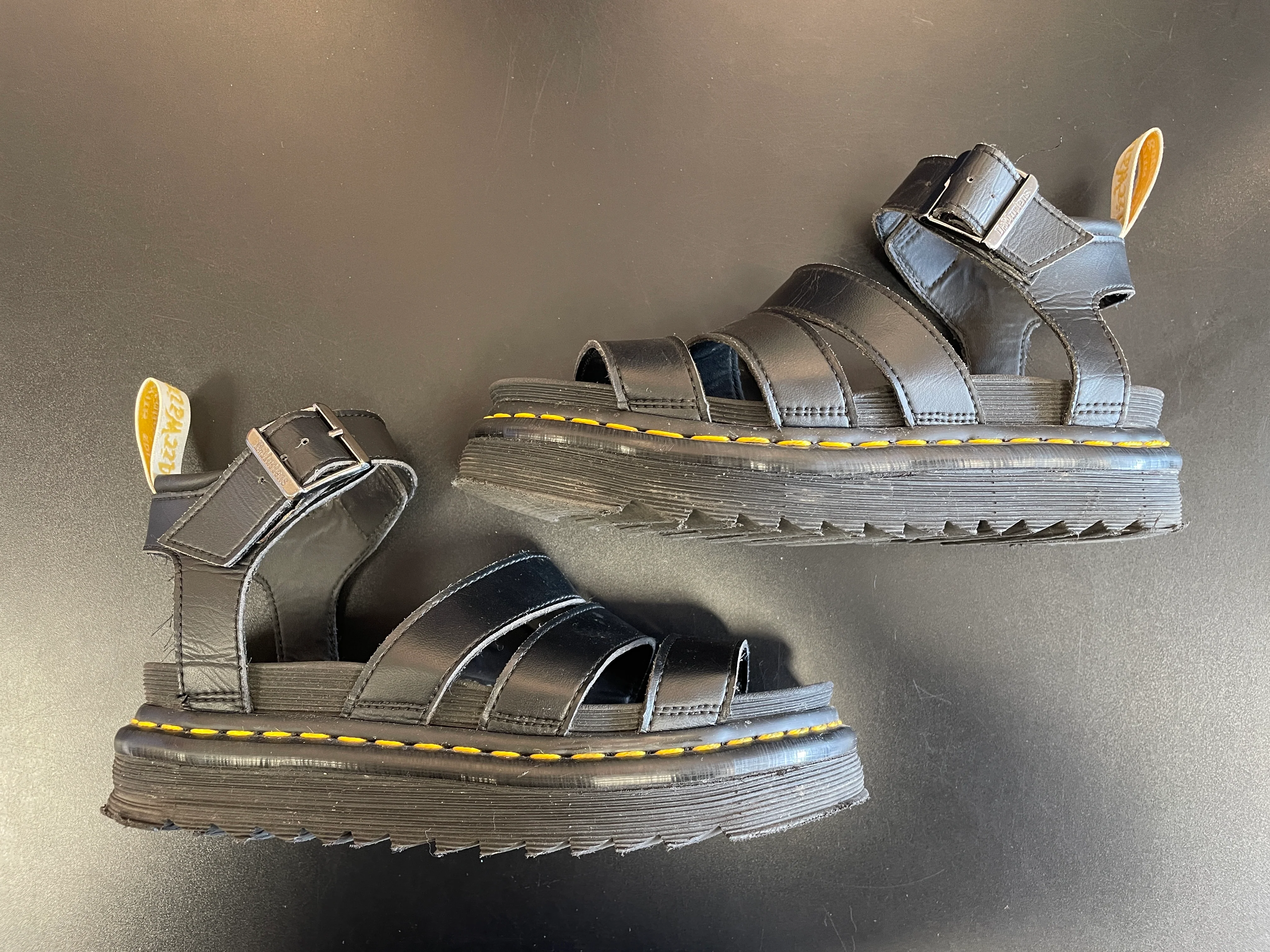 Dr Martens AirWair Black Leather Strap Sandals Size 3 - Image 3