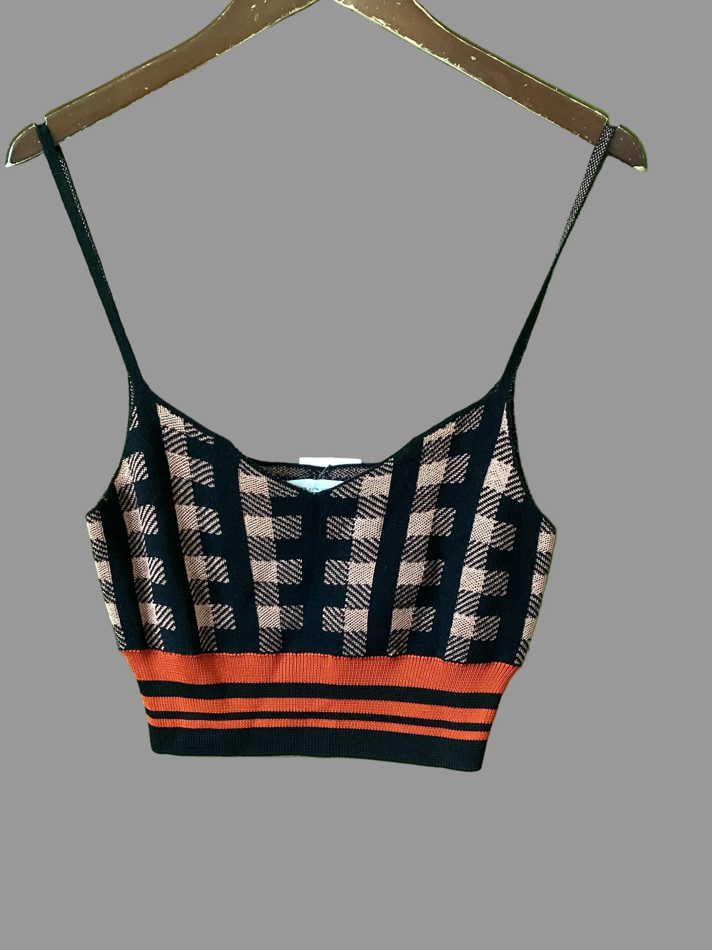 Dries Van Noten Patterned Knitted Vest Crop Top Size L