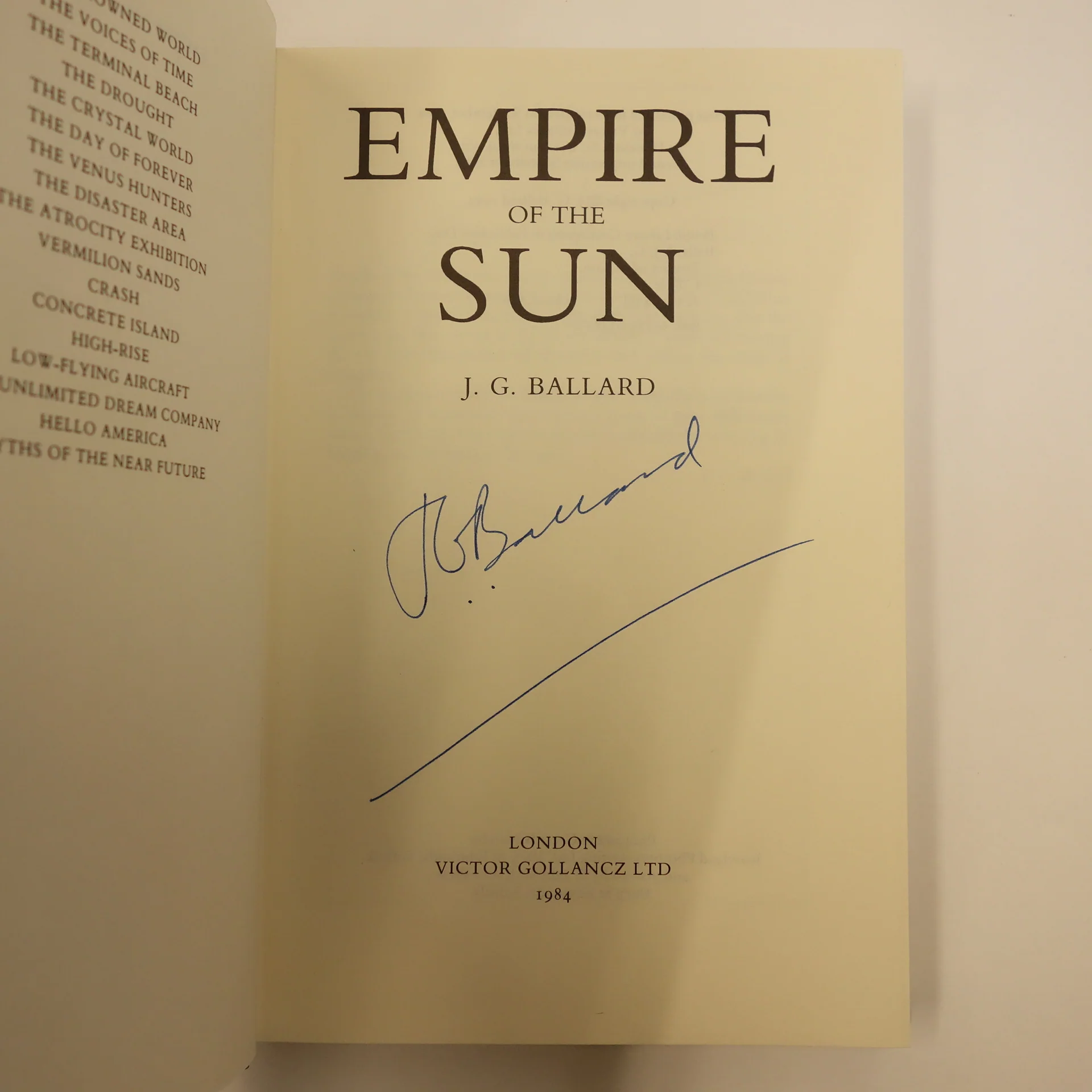 Empire of the Sun by J.G. Ballard - Rare signed first edition hardback book - Image 2