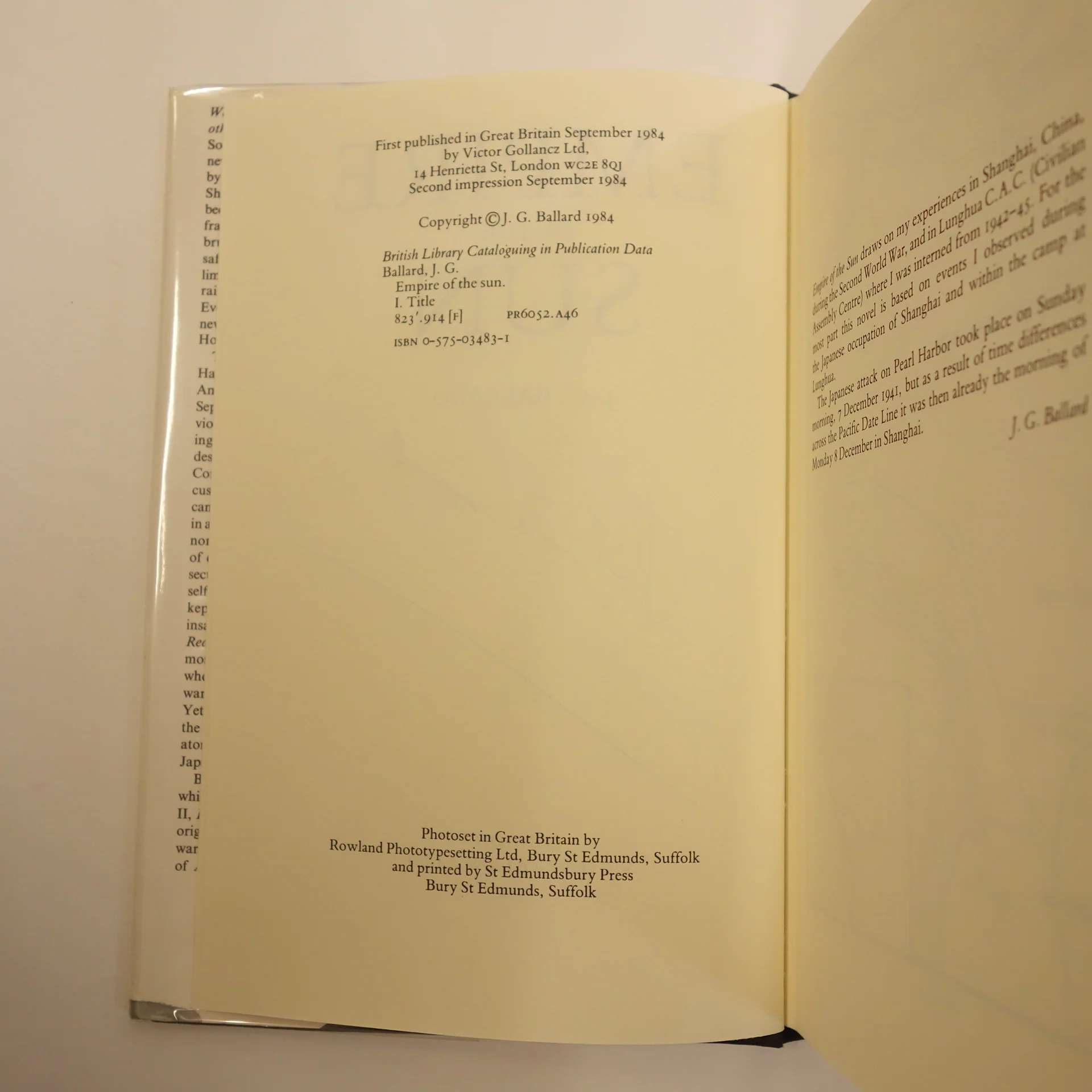 Empire of the Sun by J.G. Ballard - Rare signed first edition hardback book - Image 3