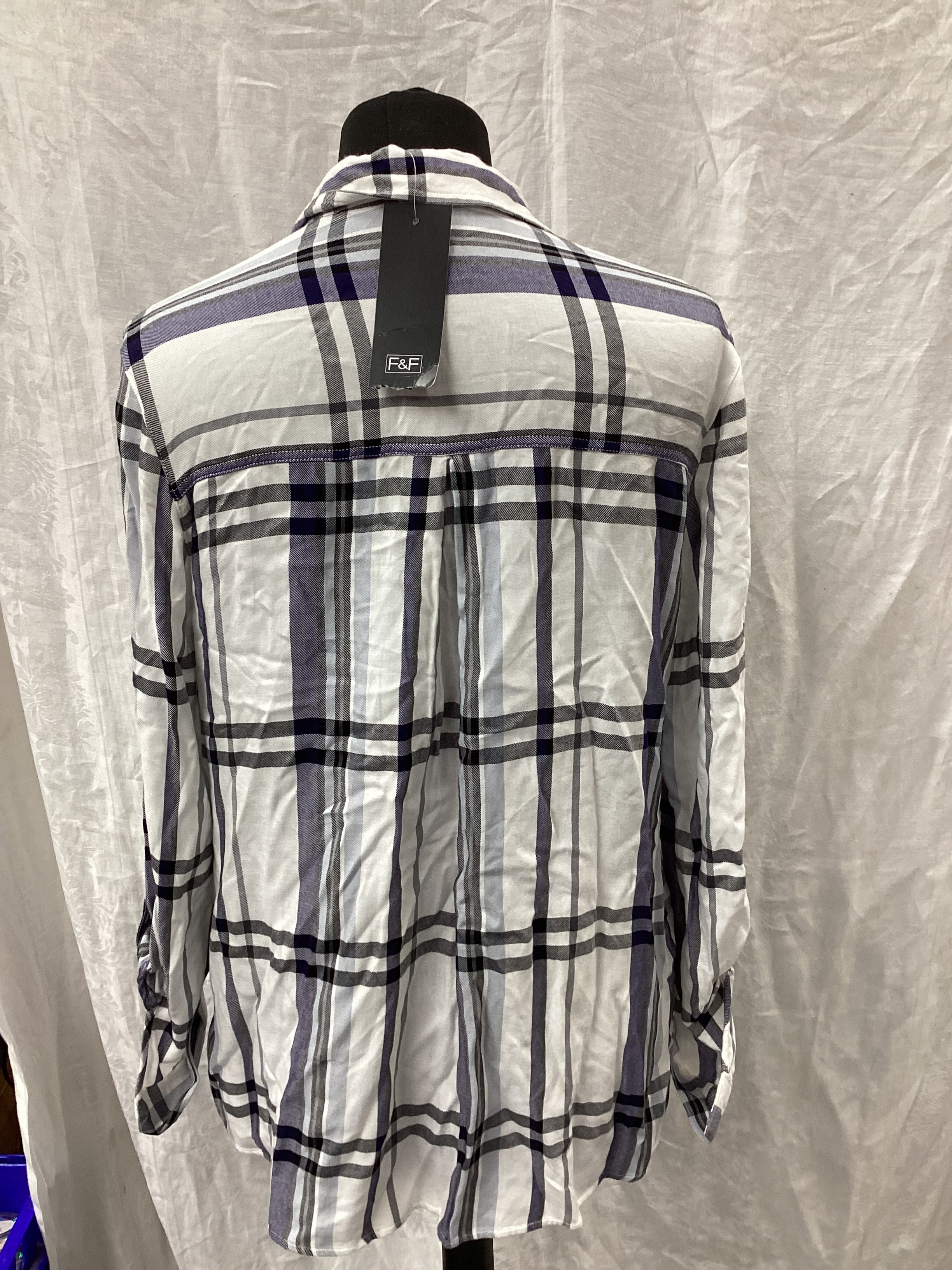 F&F White and Blue Checked Shirt Size 12 - Image 3