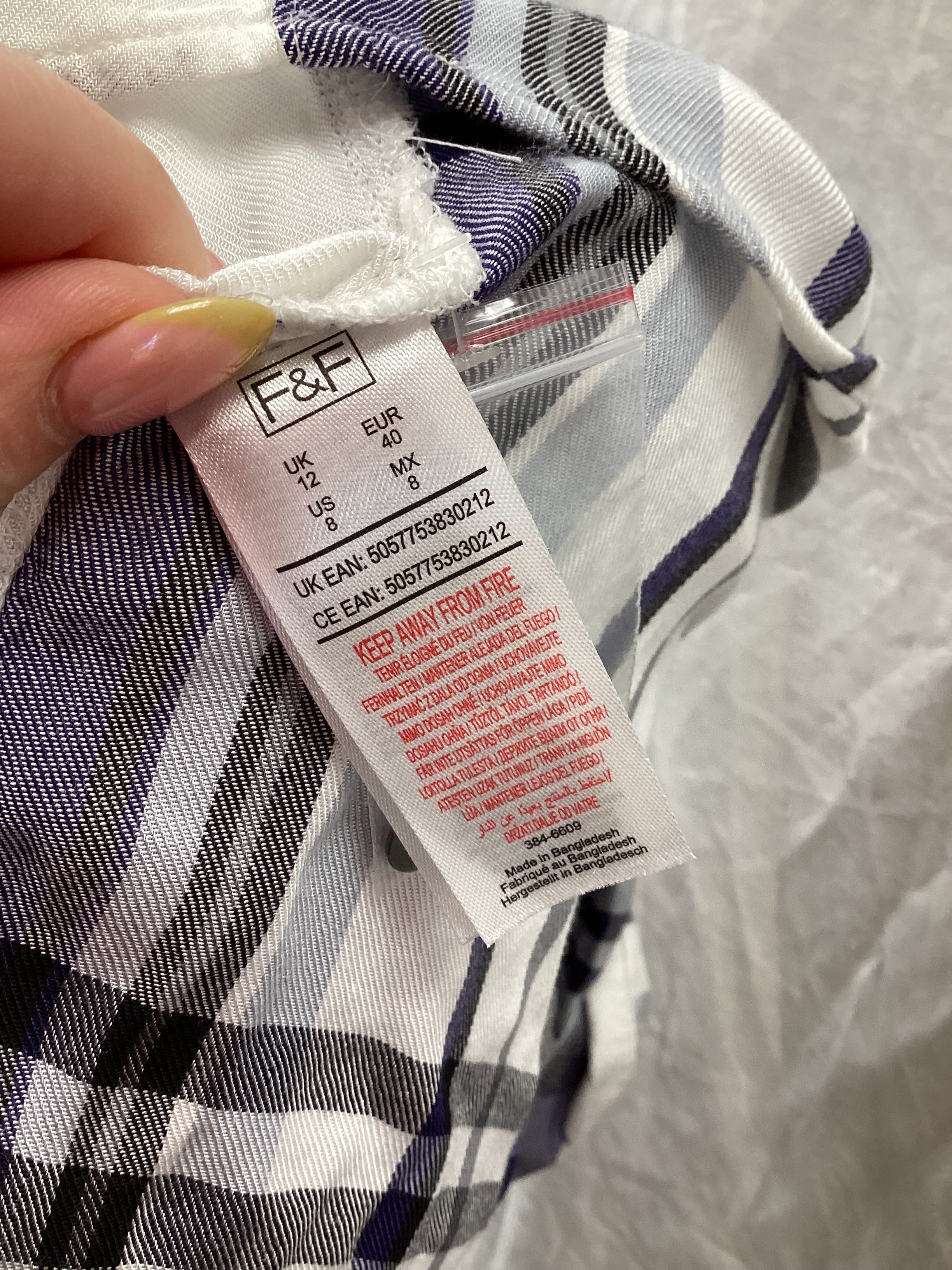 F&F White and Blue Checked Shirt Size 12 - Image 4