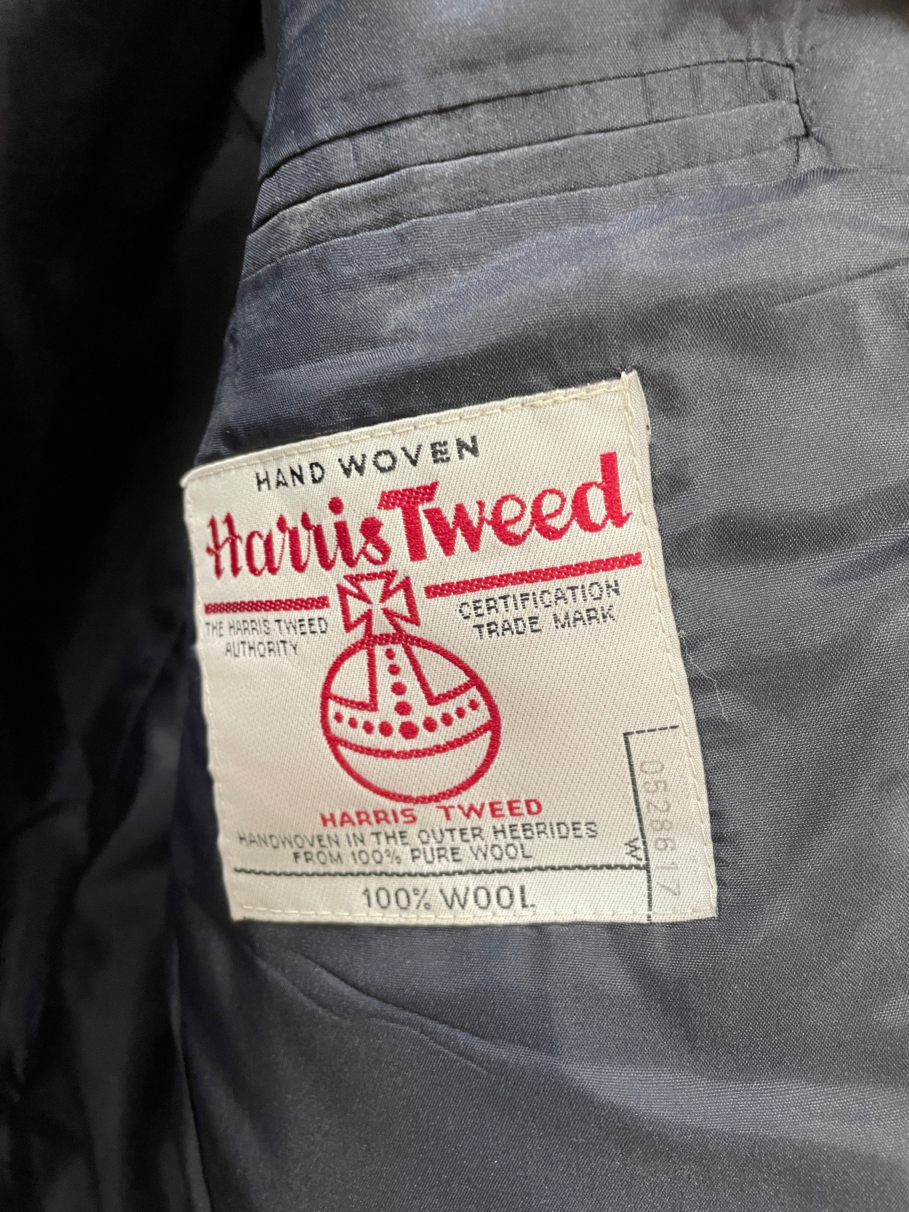 Gurteen Navy Blue Harris Tweed Wool Jacket Chest 40 Short - Image 8