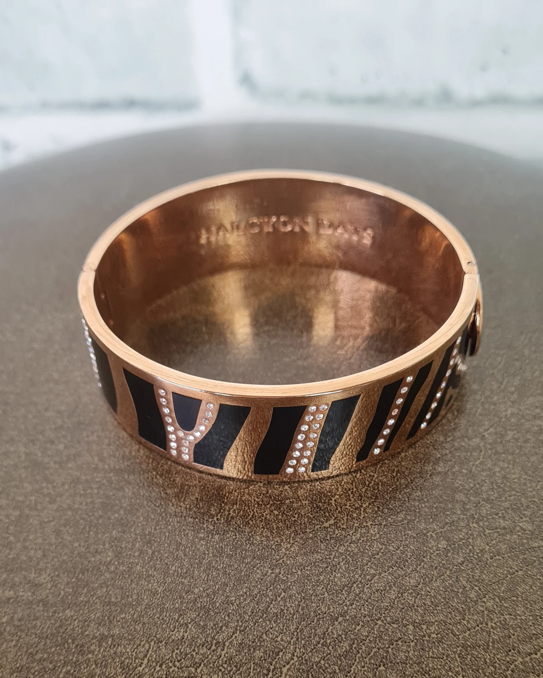 Halcyon Days Rose Gold Black Zebra Print Crystal Costume Bangle - Image 3