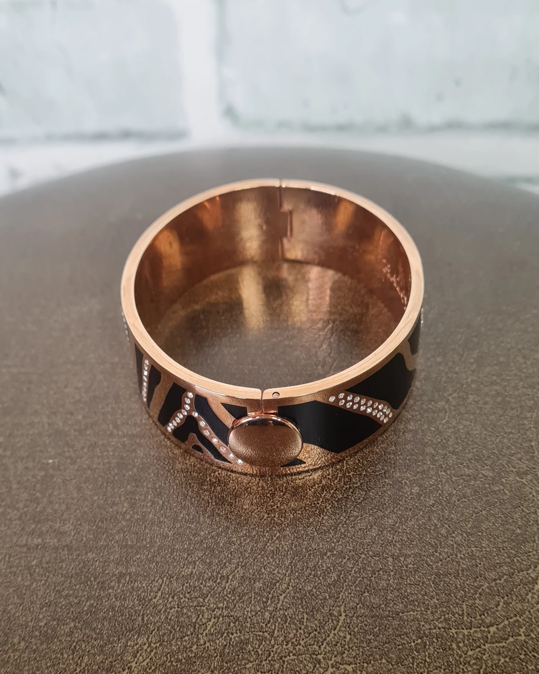 Halcyon Days Rose Gold Black Zebra Print Crystal Costume Bangle - Image 5