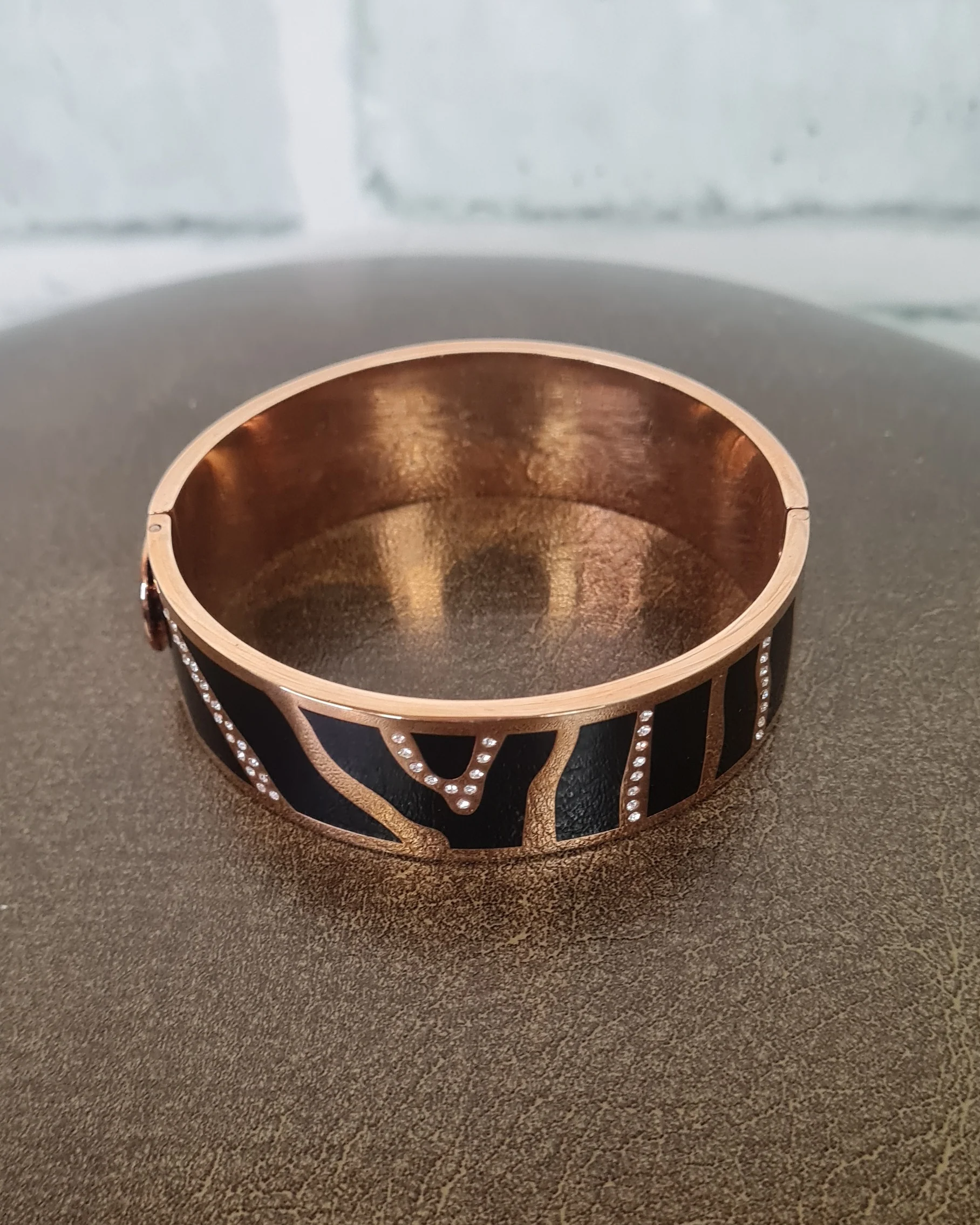 Halcyon Days Rose Gold Black Zebra Print Crystal Costume Bangle - Image 6