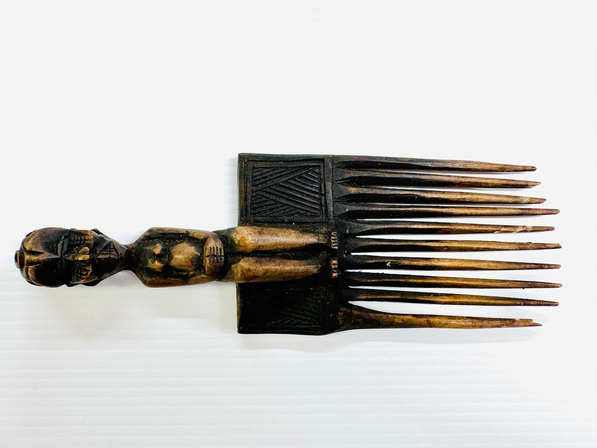 Hand-Carved African Wooden Hair Comb - Image 13