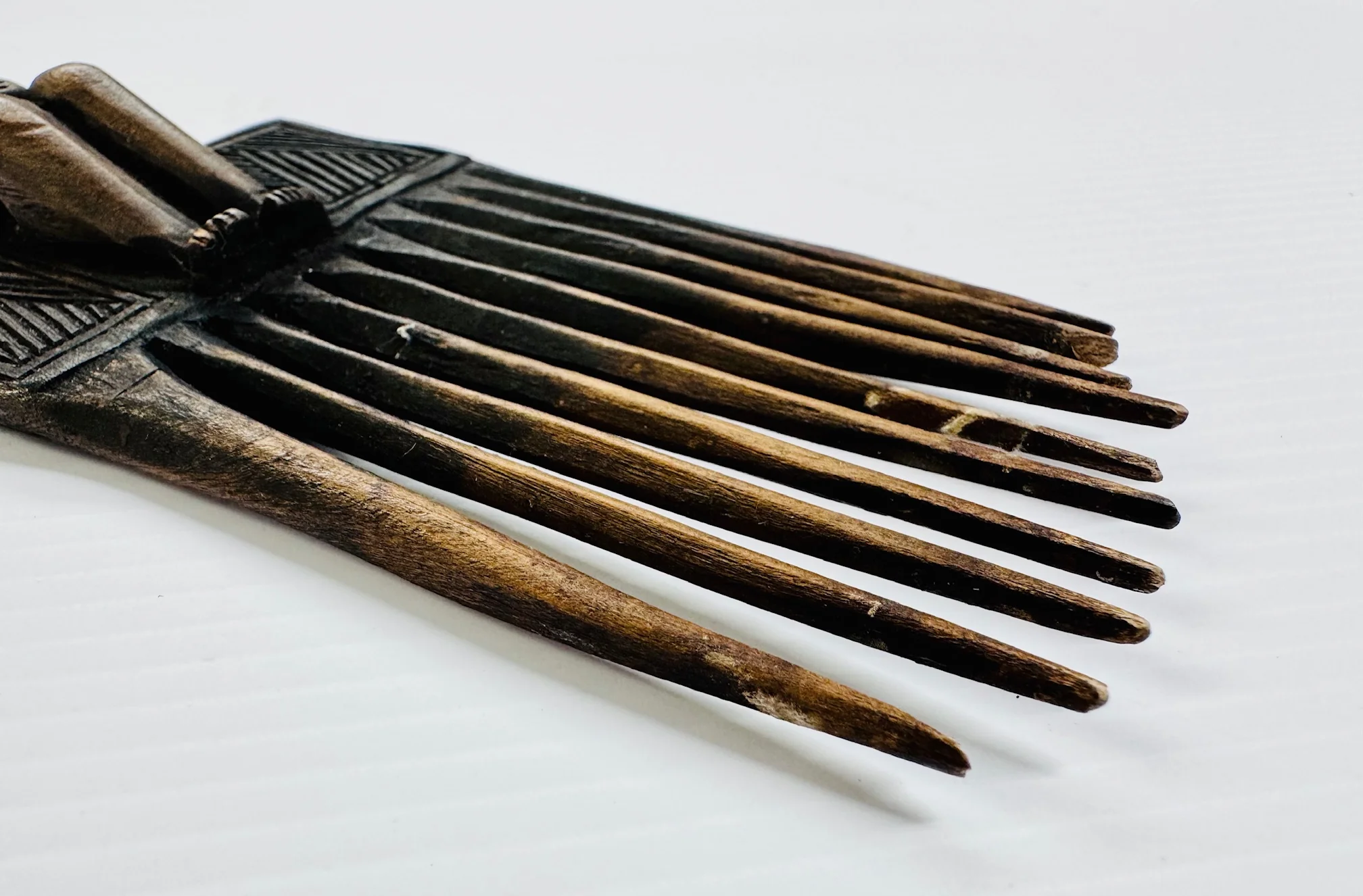 Hand-Carved African Wooden Hair Comb - Image 9