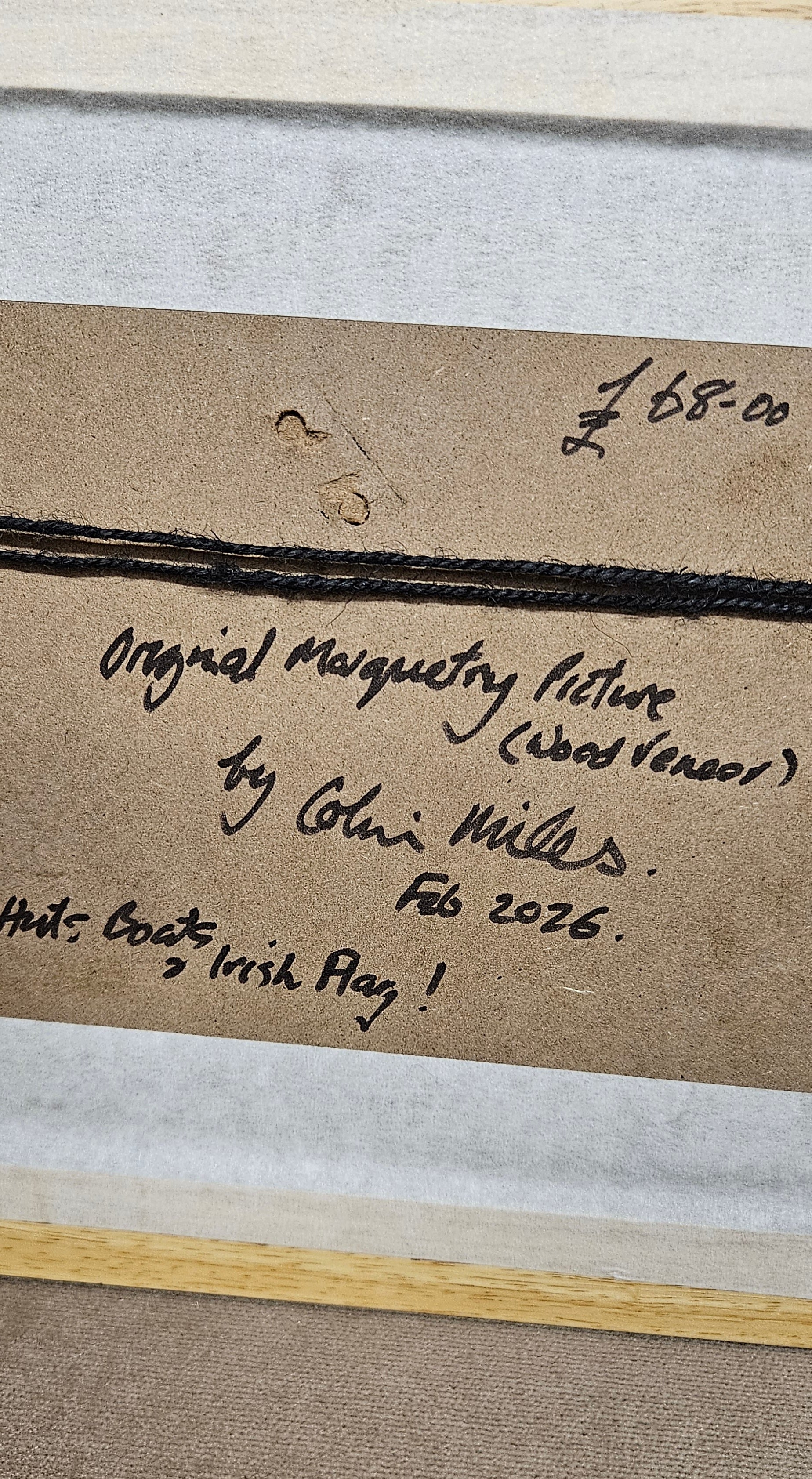 'Huts, Boats, Irish Flag' Original Marquetry Picture By Colin Miles February 2026 - Image 4