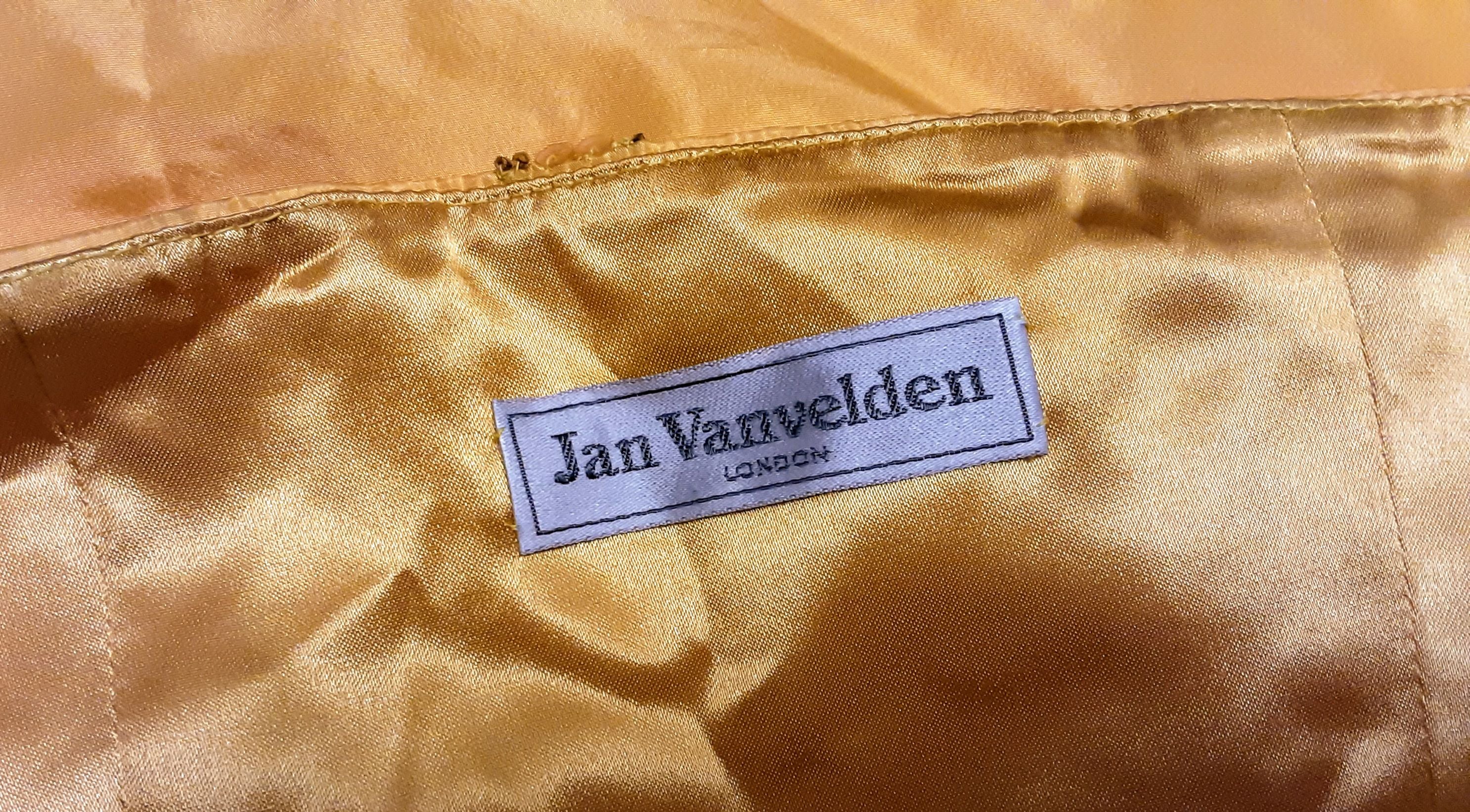 Jan Vanvelden Vintage Yellow Silk Embellished Dress size S - Image 4