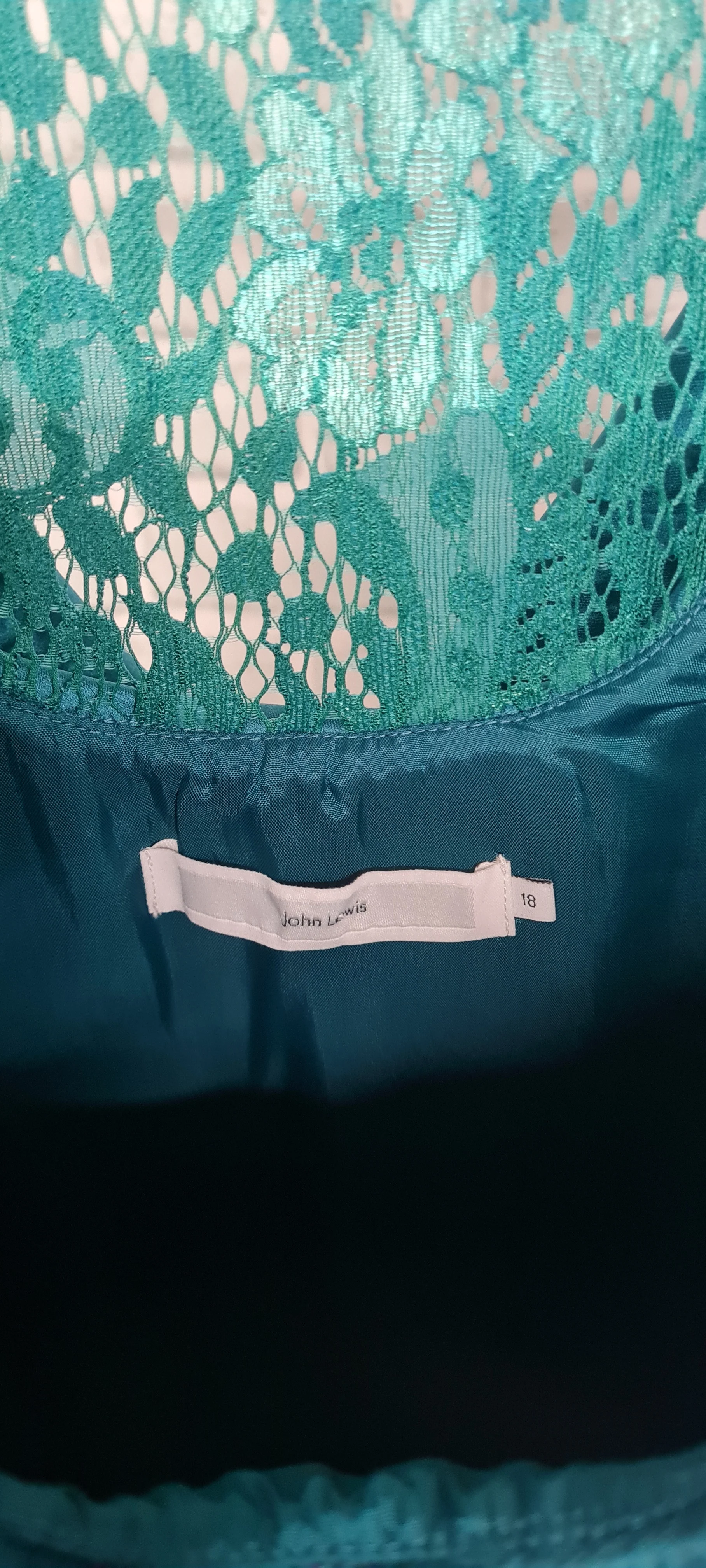 John Lewis Cowl Neck Lace Detail A-Line Teal Maxi Dress Size 16 - Image 4