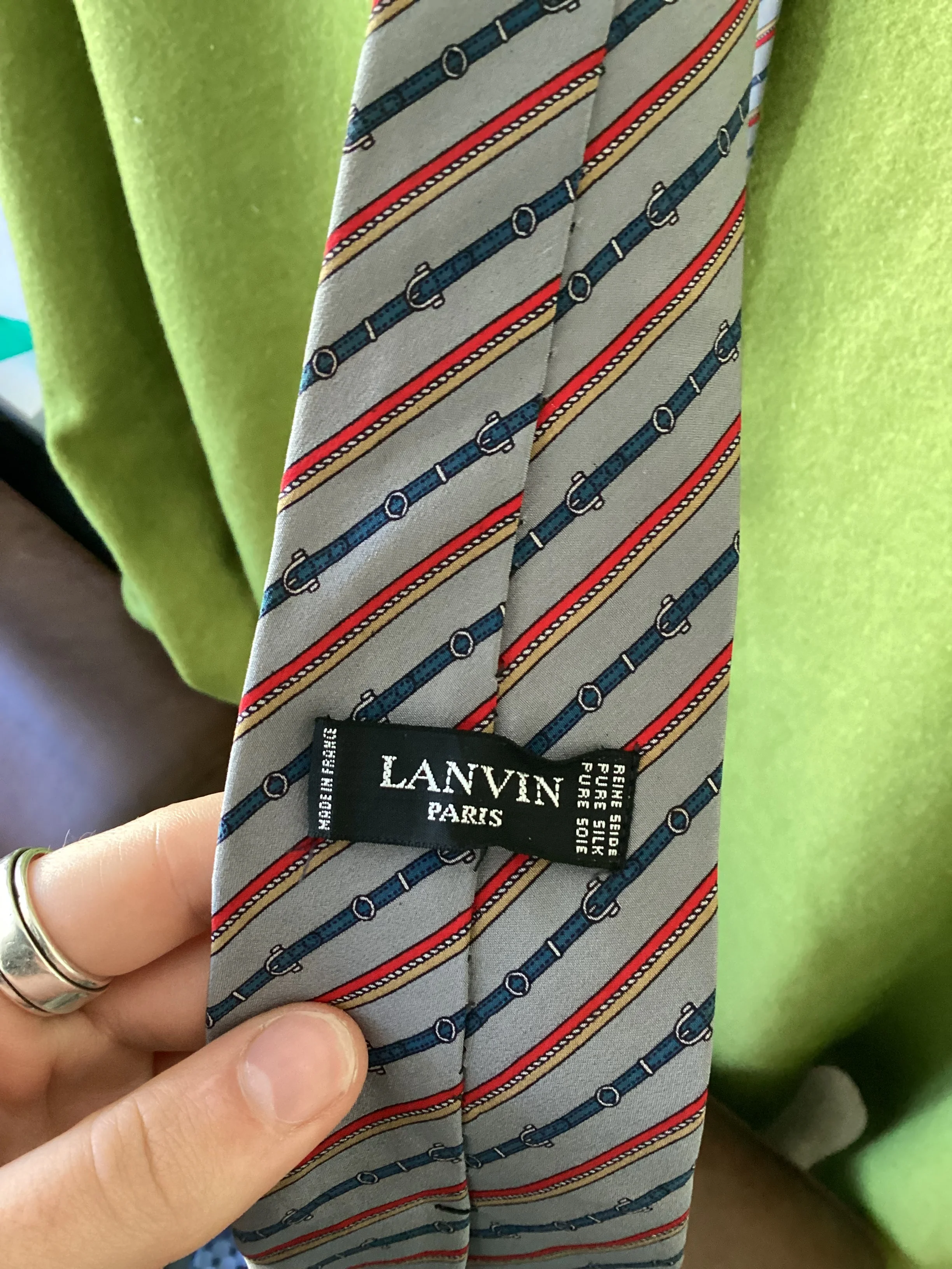 Lanvin Paris Striped Belt Silk Tie - Image 3