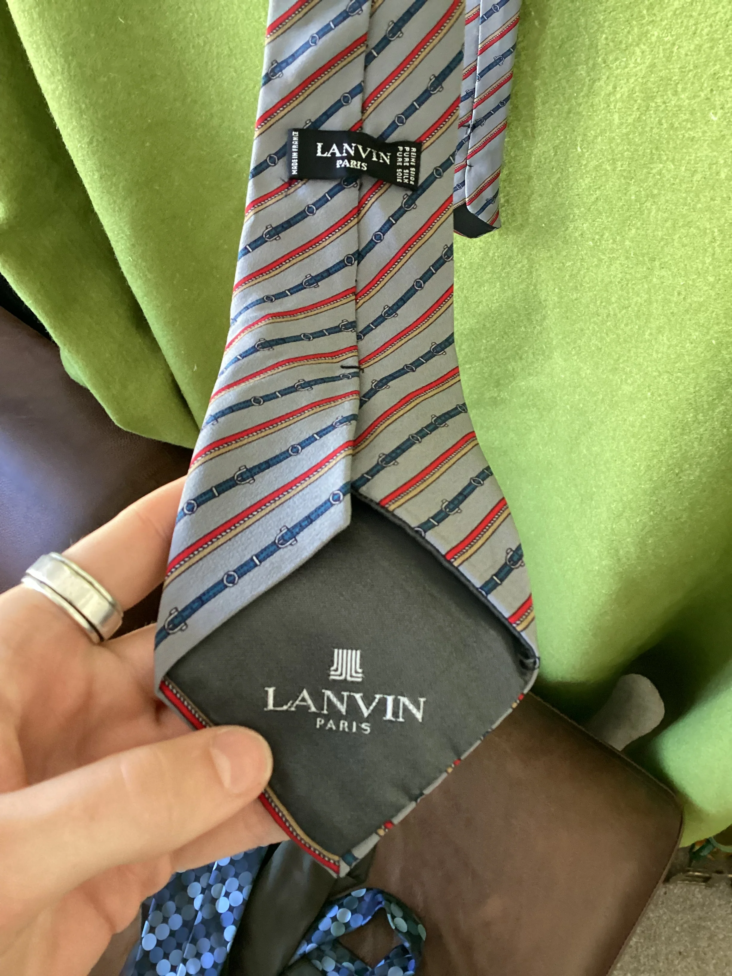 Lanvin Paris Striped Belt Silk Tie - Image 4