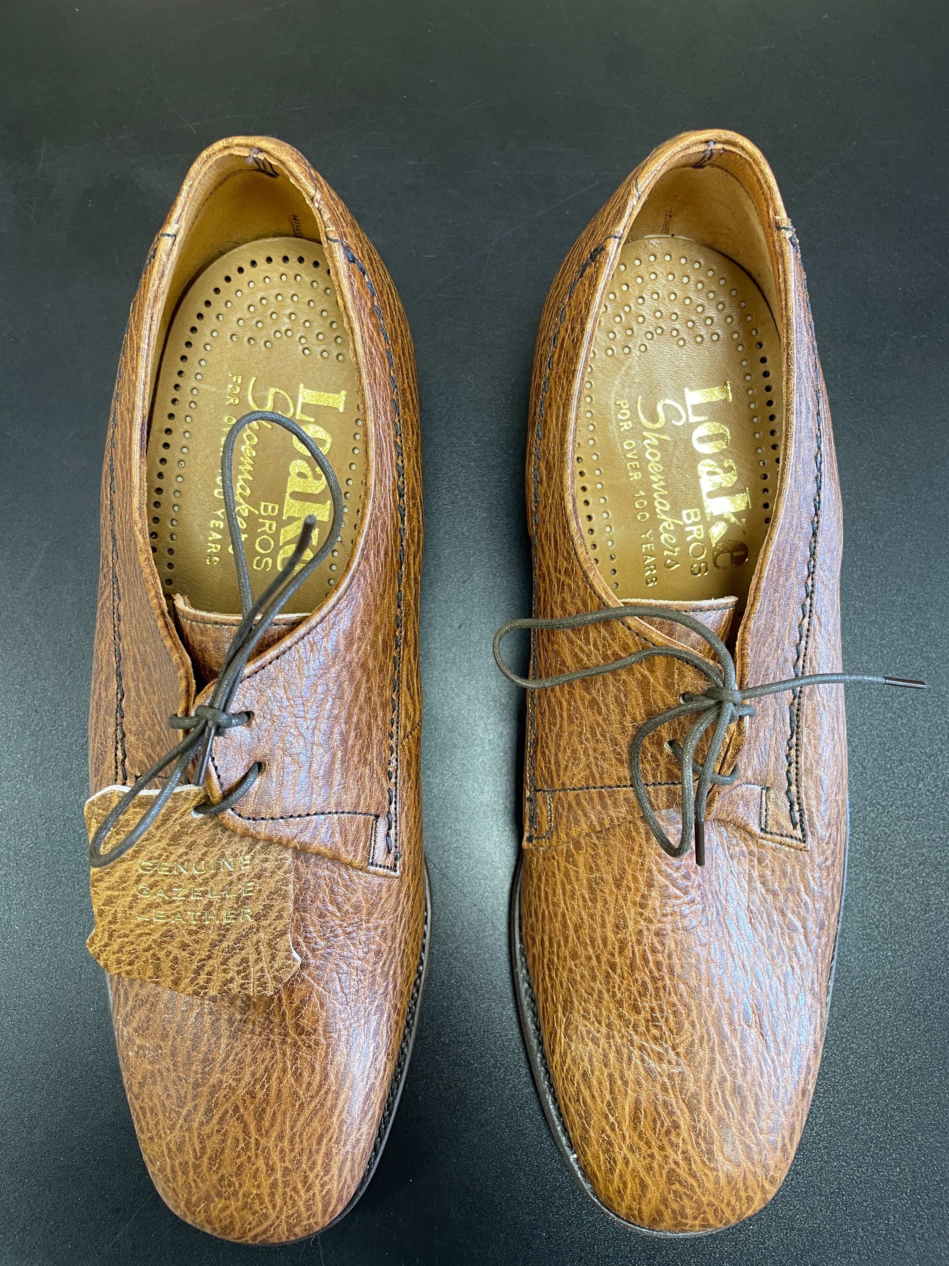 Loake Brothers New Brown Gazelle Leather Lace Up Shoes Size 8 - Image 3