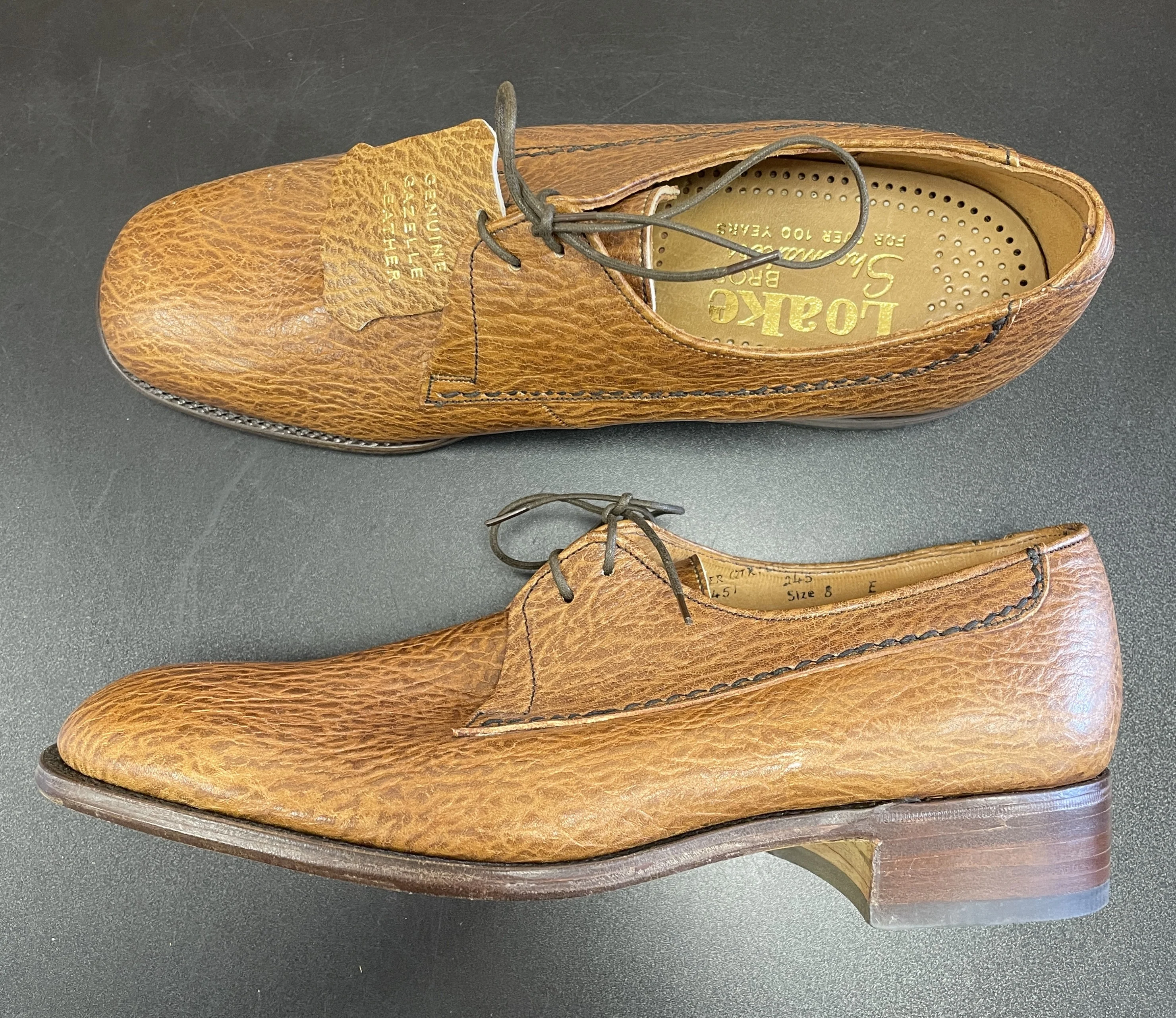 Loake Brothers New Brown Gazelle Leather Lace Up Shoes Size 8 - Image 8