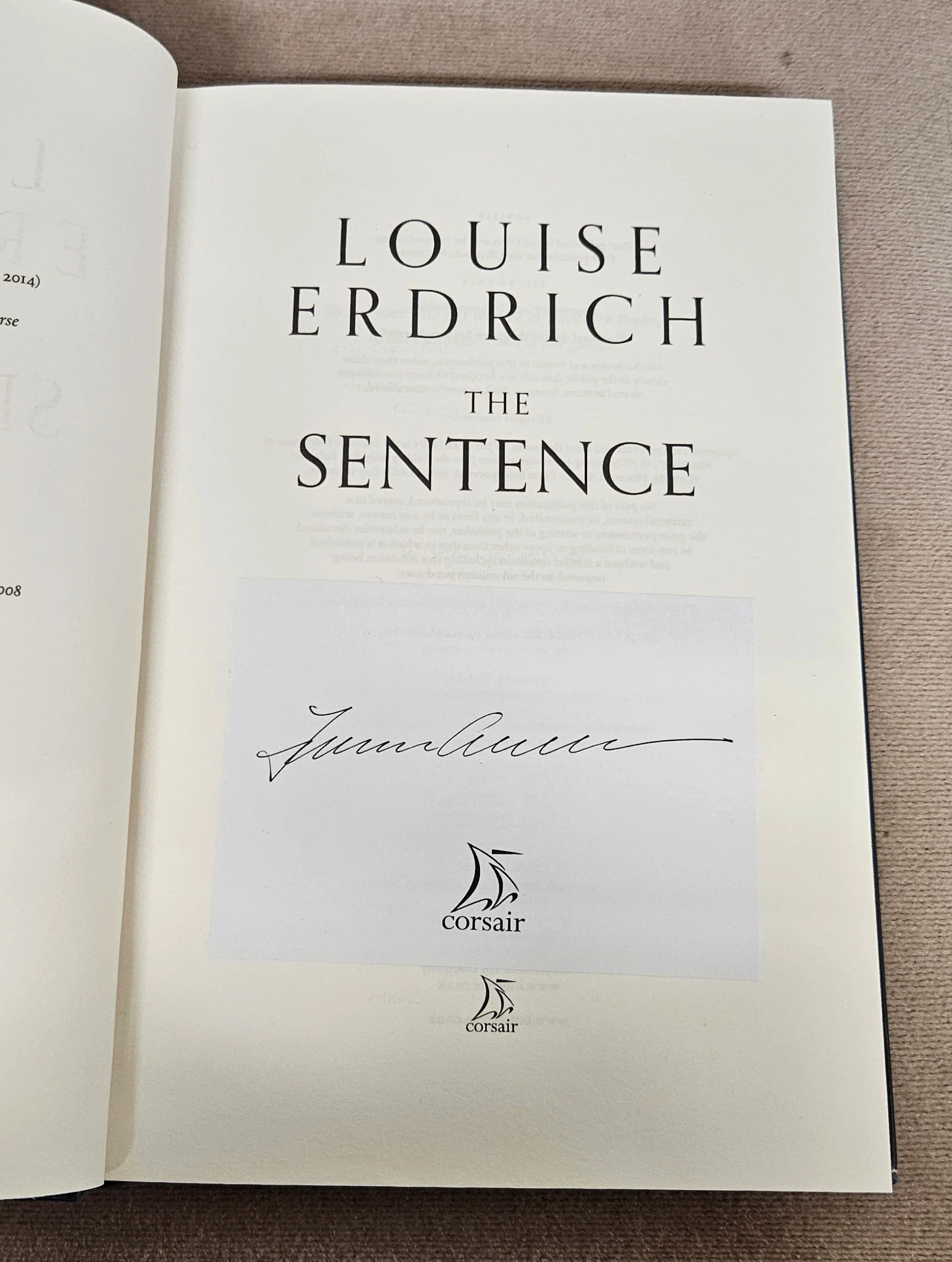 Louise Erdrich The Sentence Hardback SIGNED - Image 3