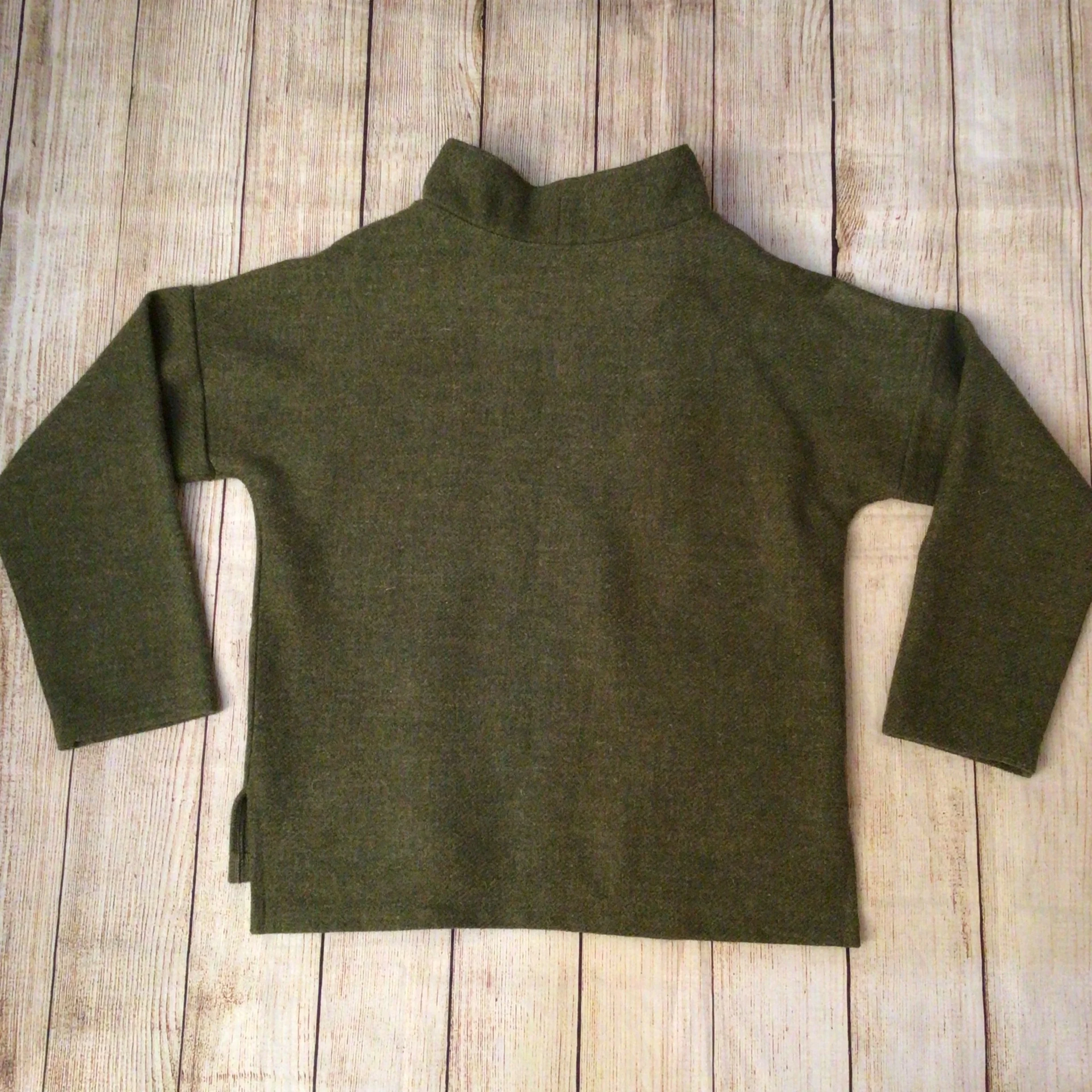 Lumen Harris Tweed Olive Green Pure Wool Smock Top Size Ch44 - Image 4