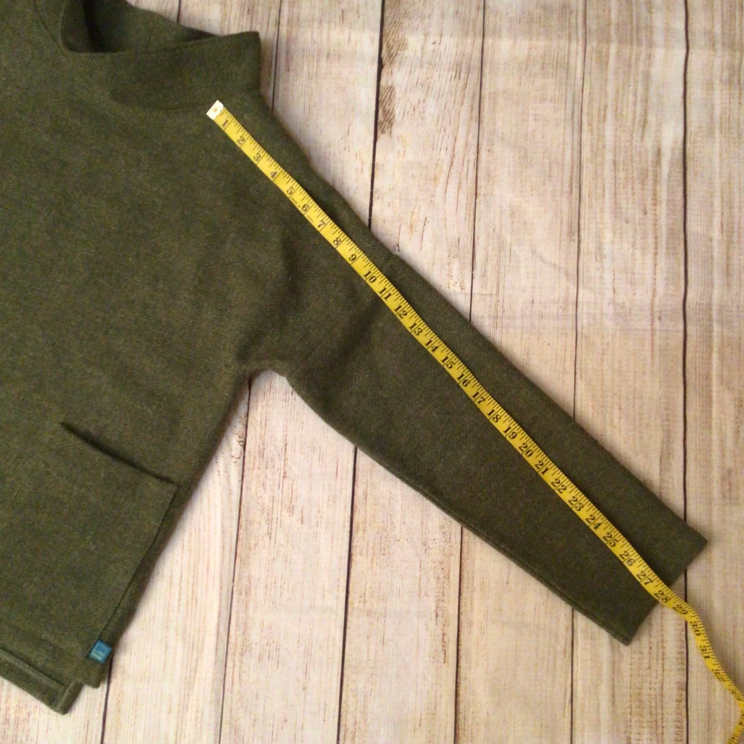 Lumen Harris Tweed Olive Green Pure Wool Smock Top Size Ch44 - Image 8