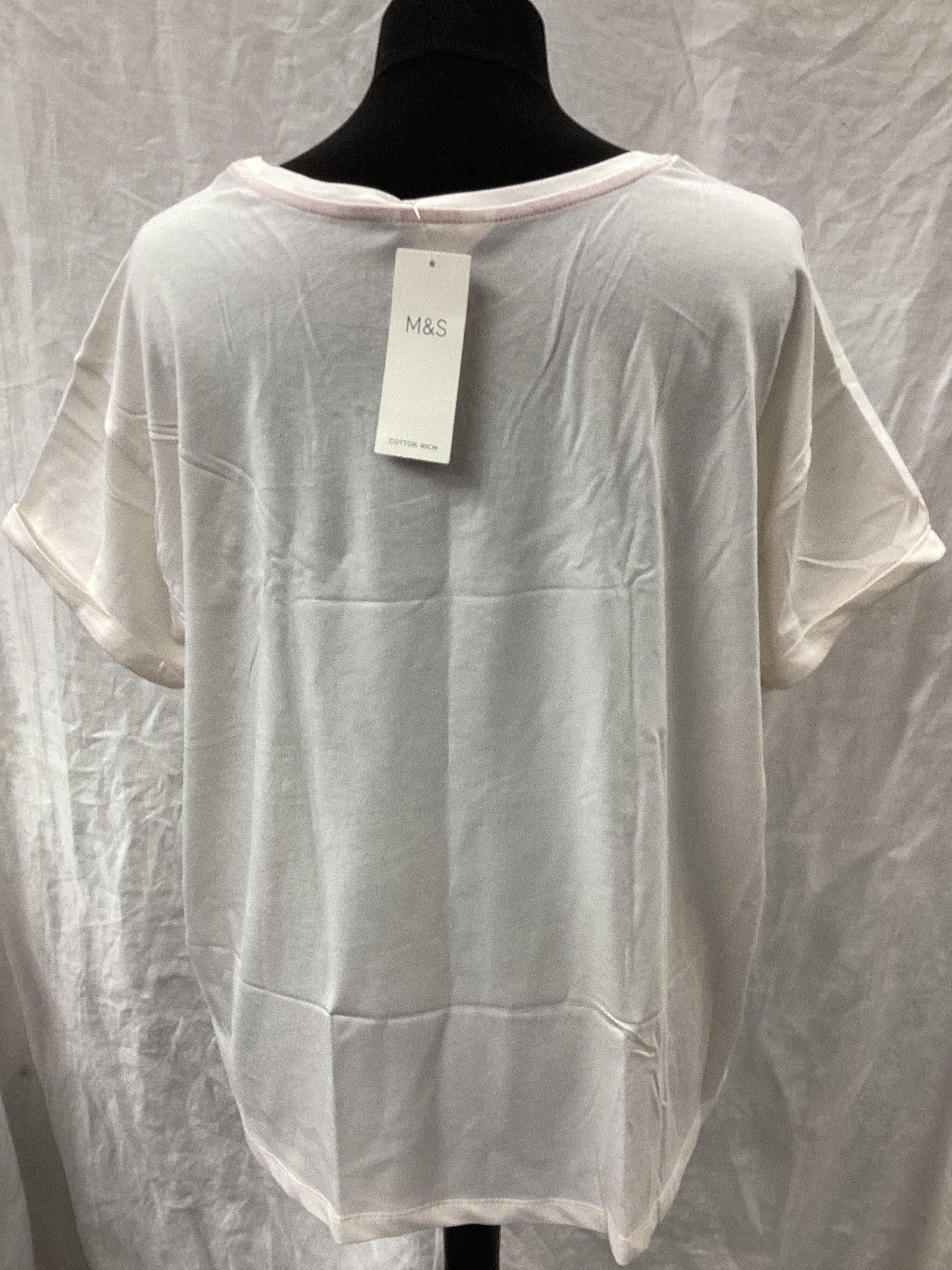 M&S White Bonjour T-shirt XL - Image 4
