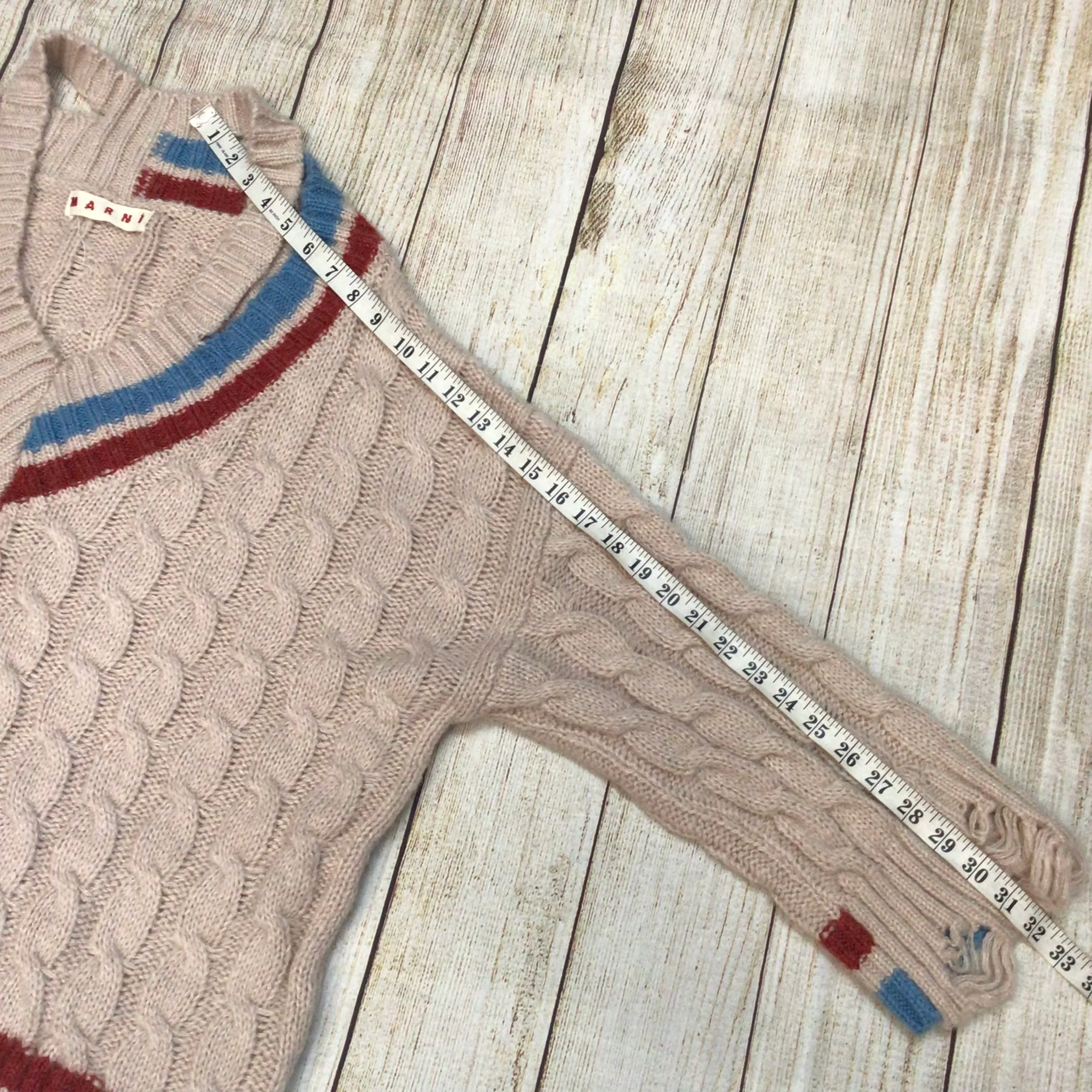 Marni Pink Cable Knit Alpaca Wool Asymmetrical Distressed Jumper Size Ch52 - Image 13