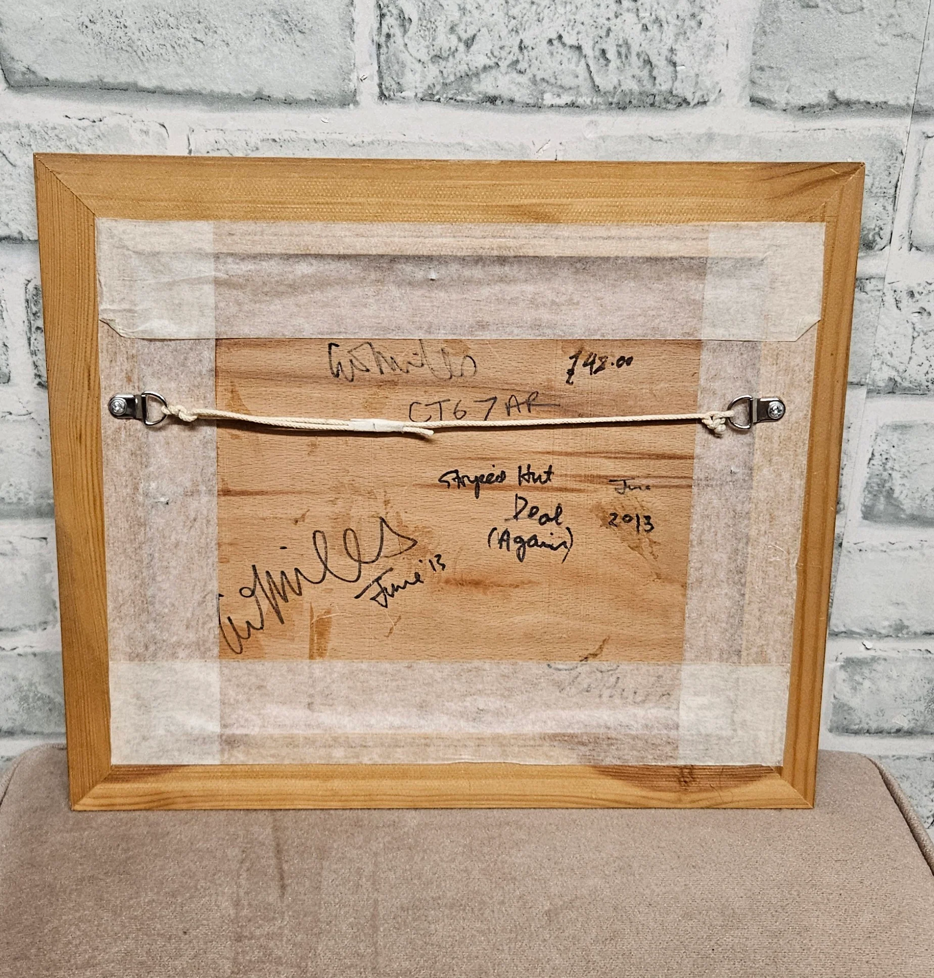 Marquetry Framed Striped Hut Deal June 2013 Wood Picture - Image 3