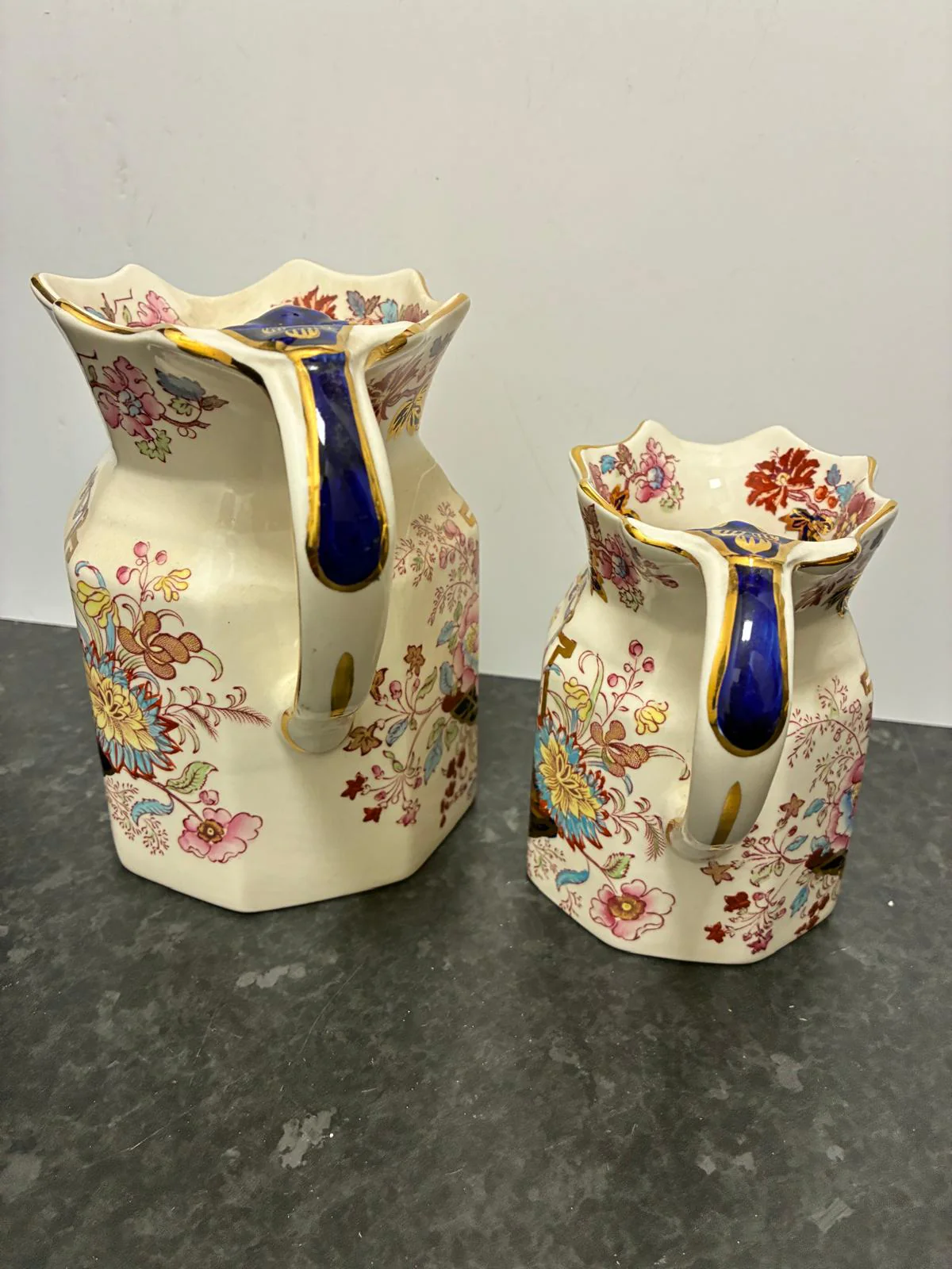 Pair Mason's Ironstone Brocade Vintage Pitchers - Image 5