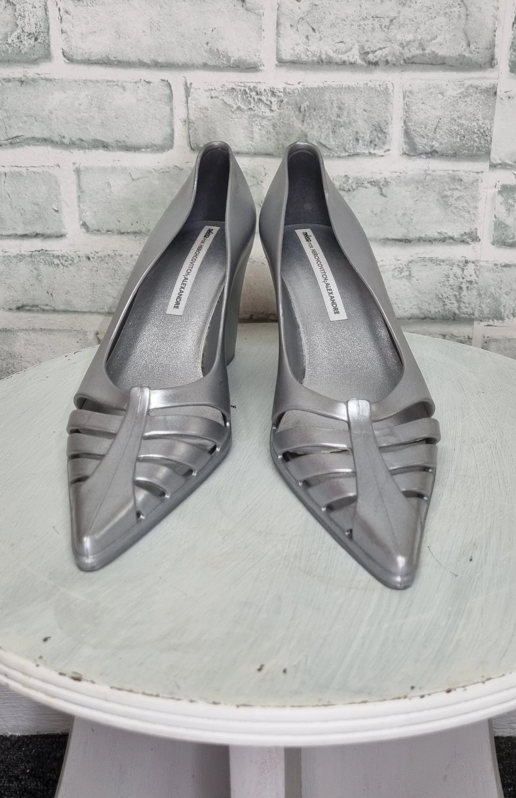 Melissa for Alexandre Herchcovitch Silver Pointy Jelly Wedges Size 40/41