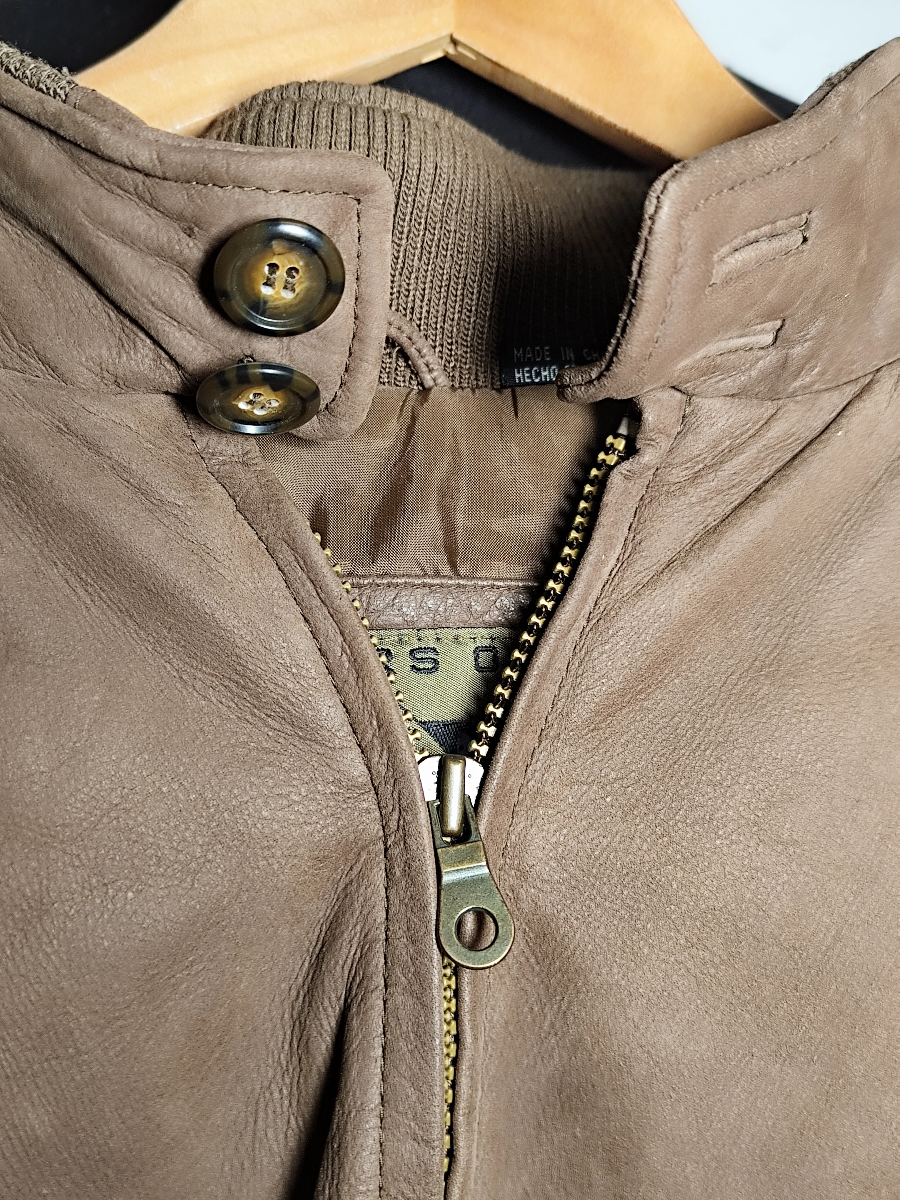 Members Only Brown Leather Jacket | Size L - Image 3