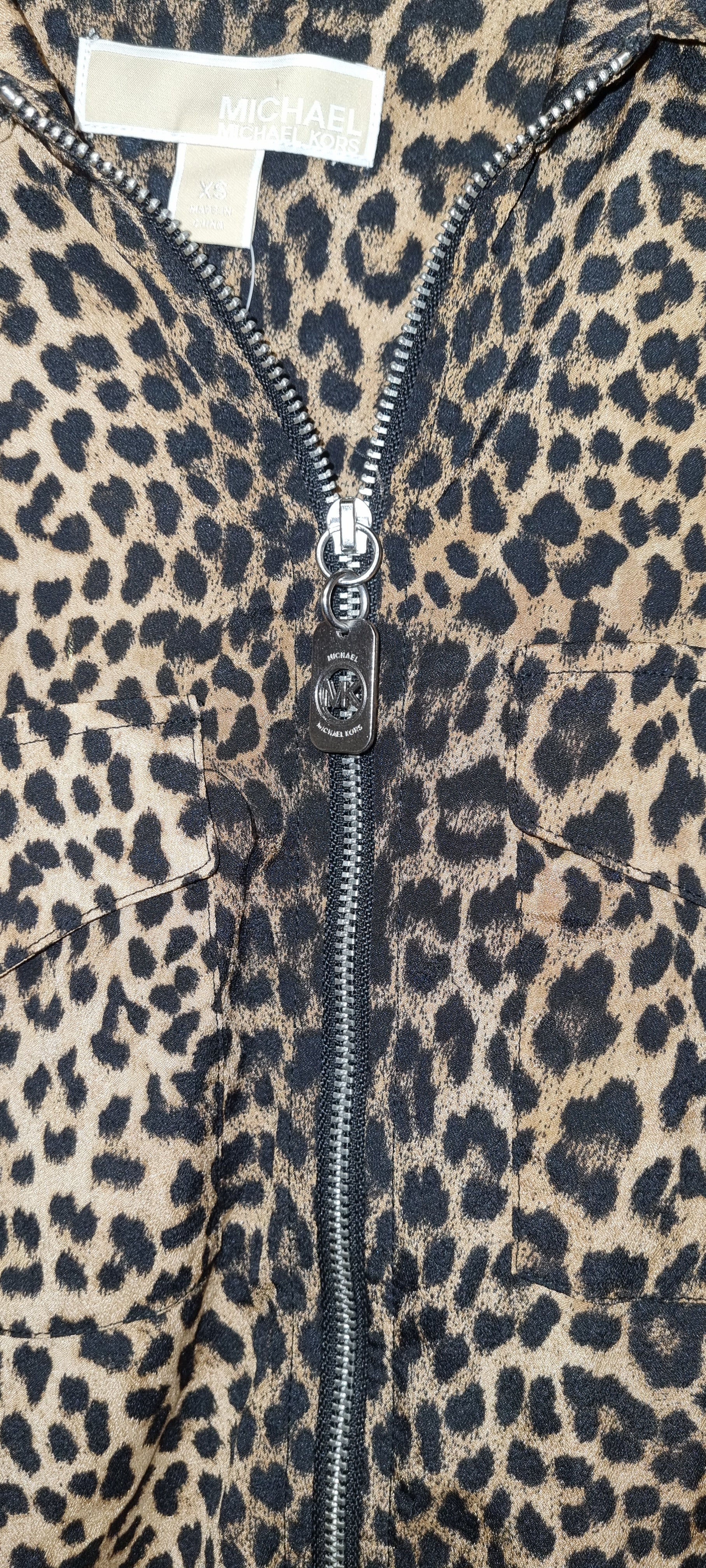 Michael Kors Leopard Print Zip-Up Shirt Size XS BNWT - Image 2