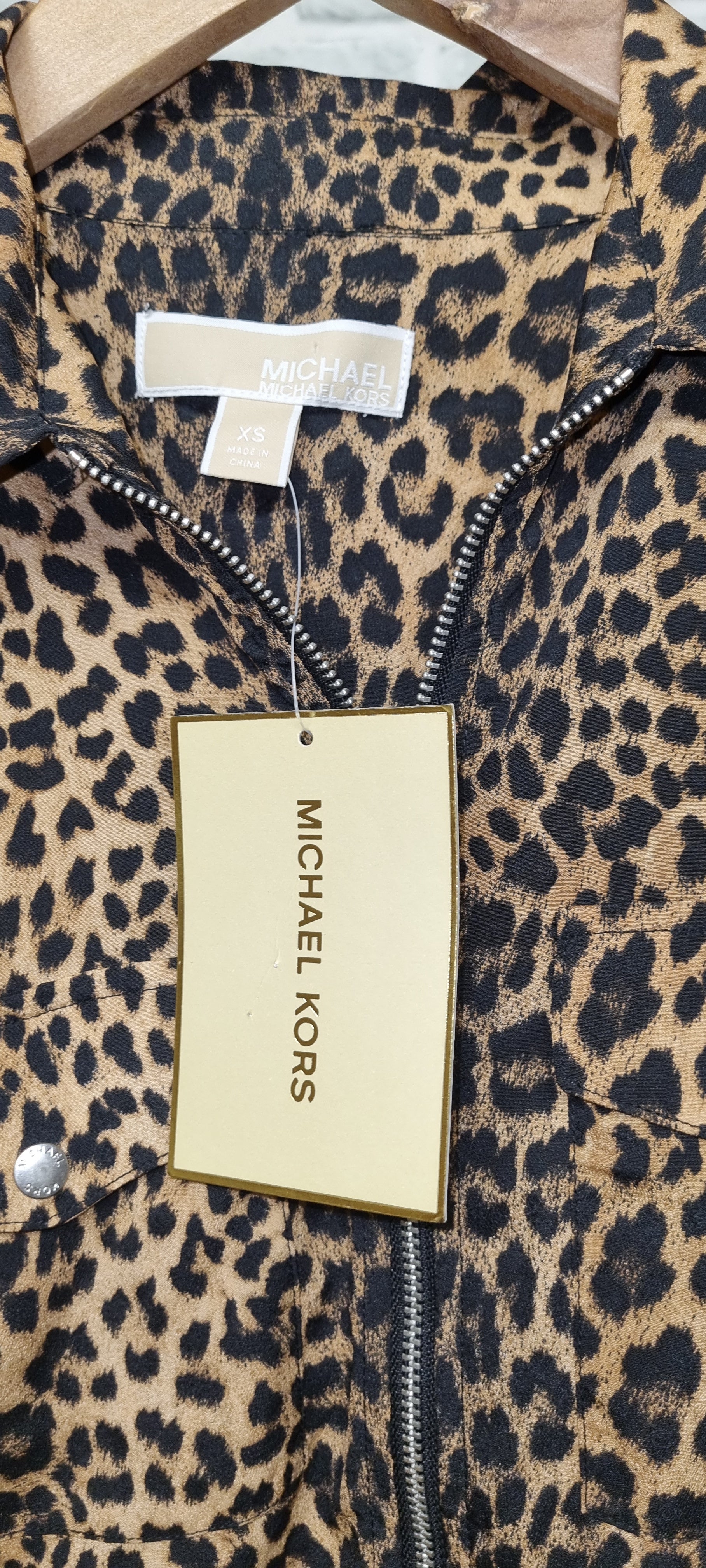 Michael Kors Leopard Print Zip-Up Shirt Size XS BNWT - Image 3