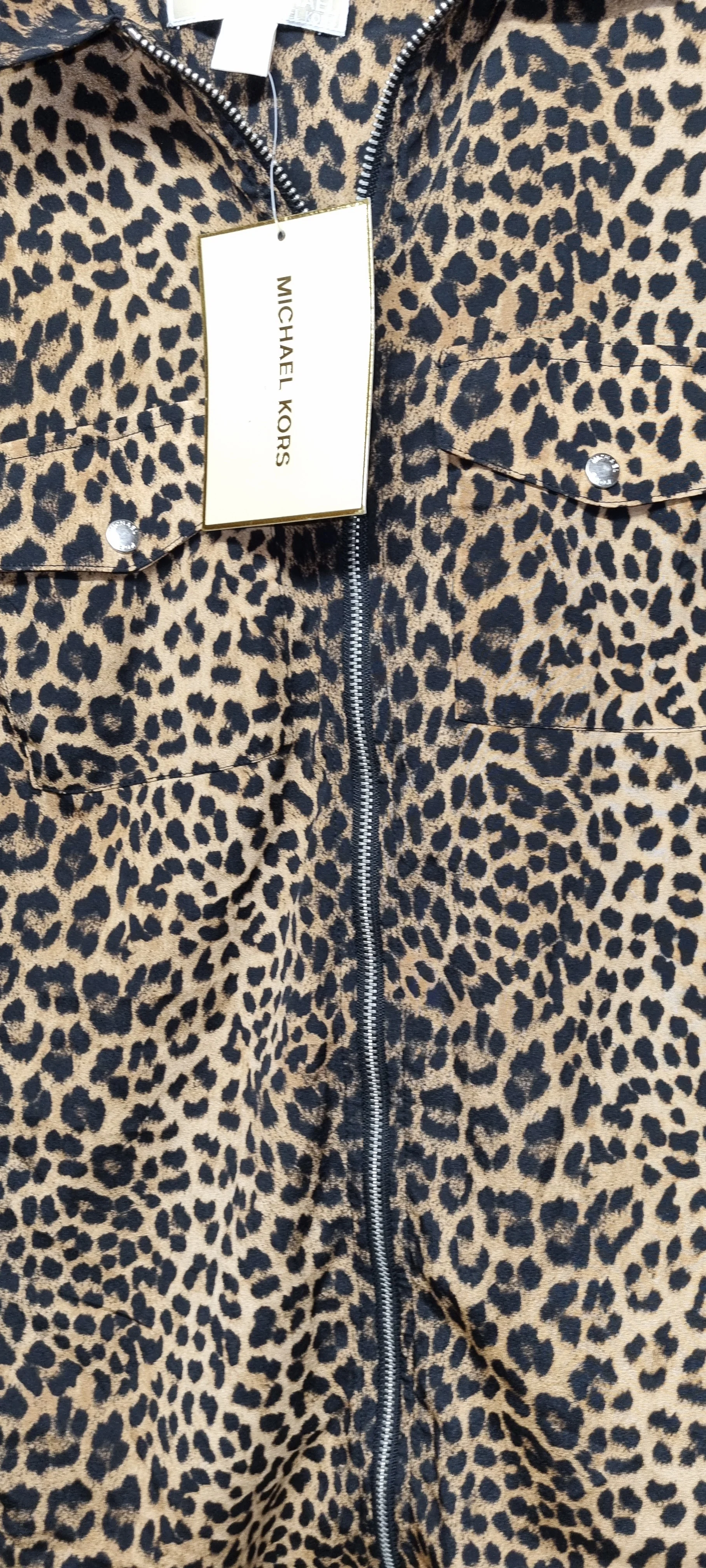 Michael Kors Leopard Print Zip-Up Shirt Size XS BNWT - Image 4