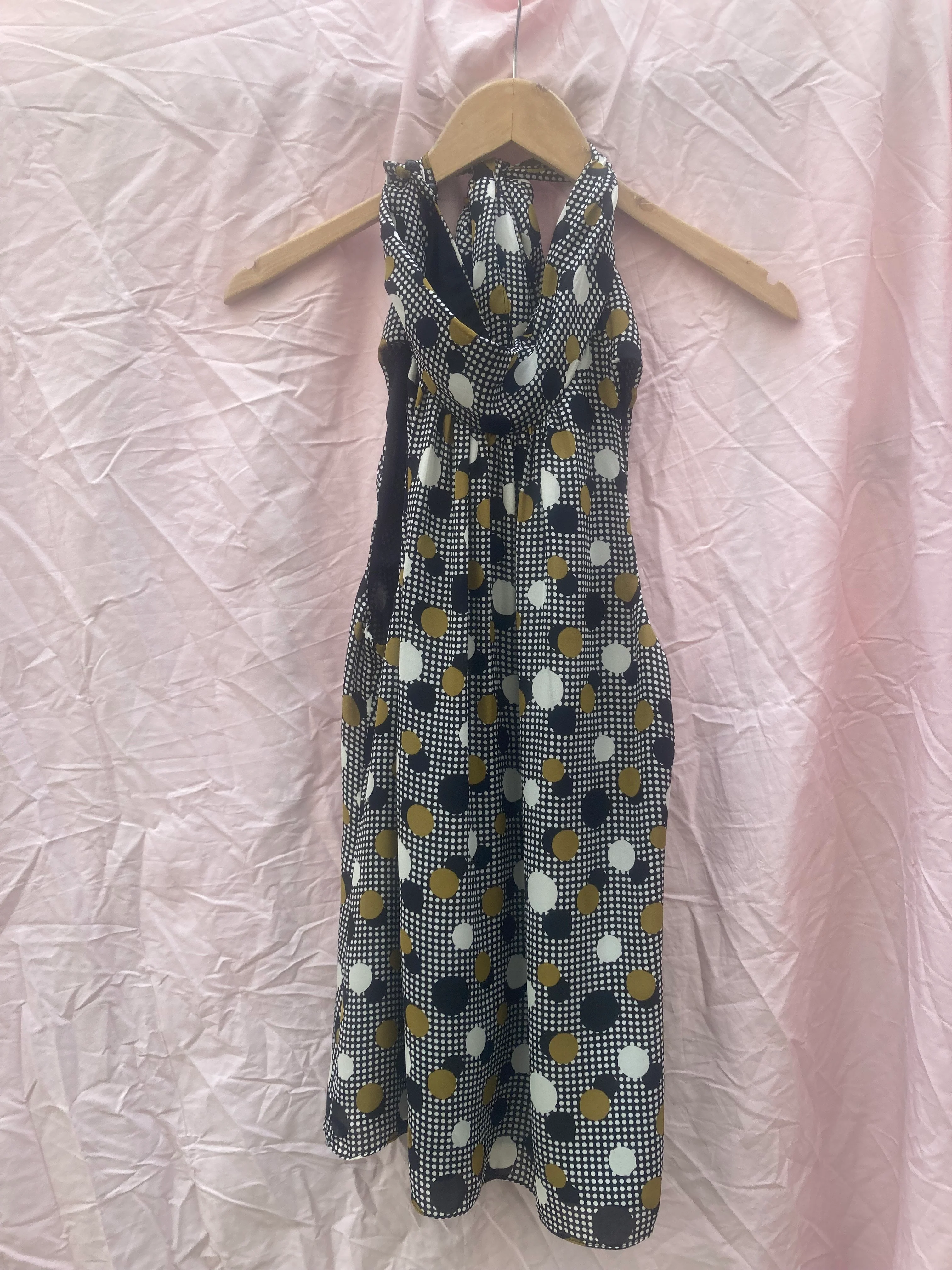 Milly of New York Polka Dot Tie Neck Blouse