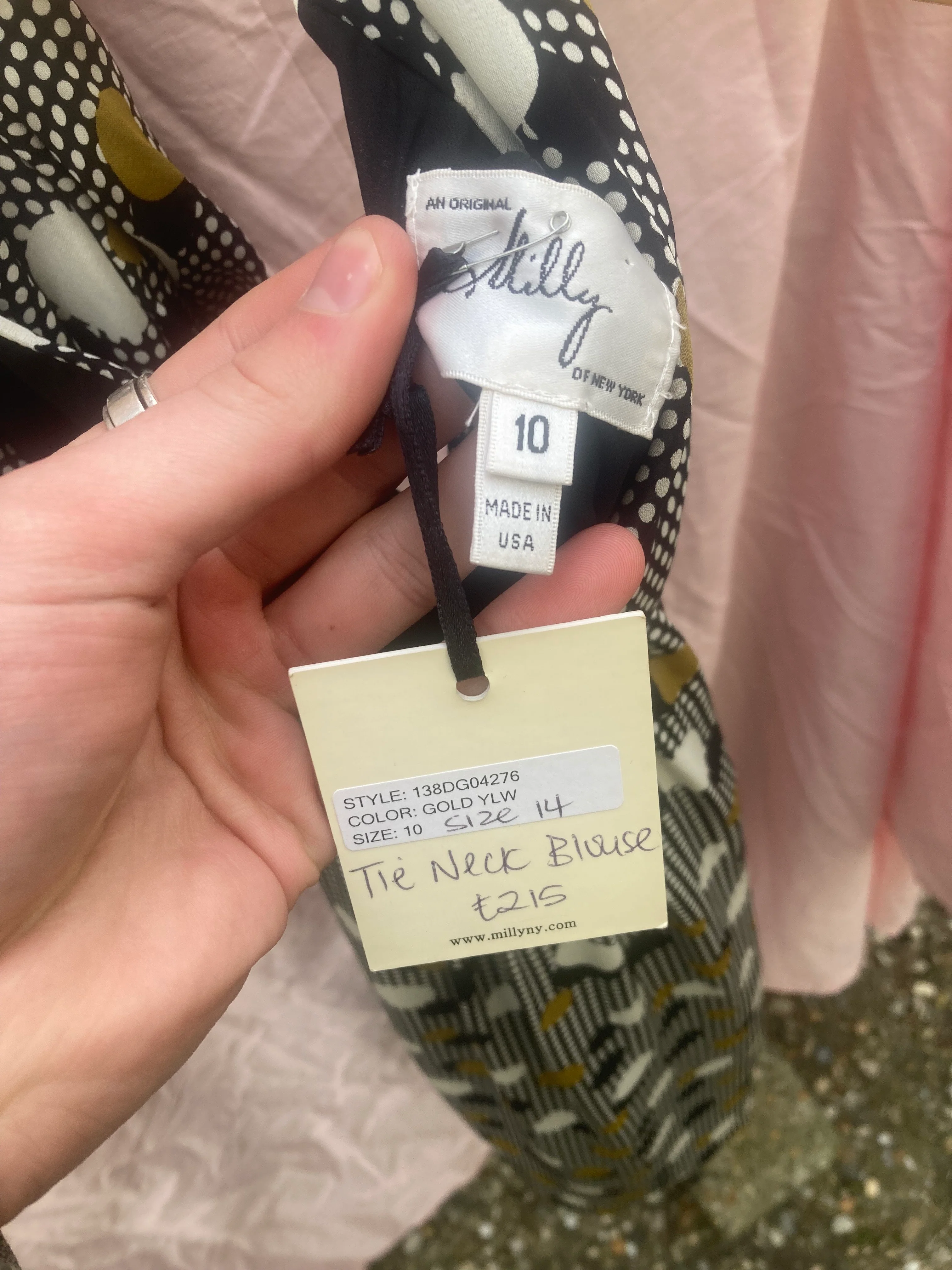 Milly of New York Polka Dot Tie Neck Blouse - Image 3