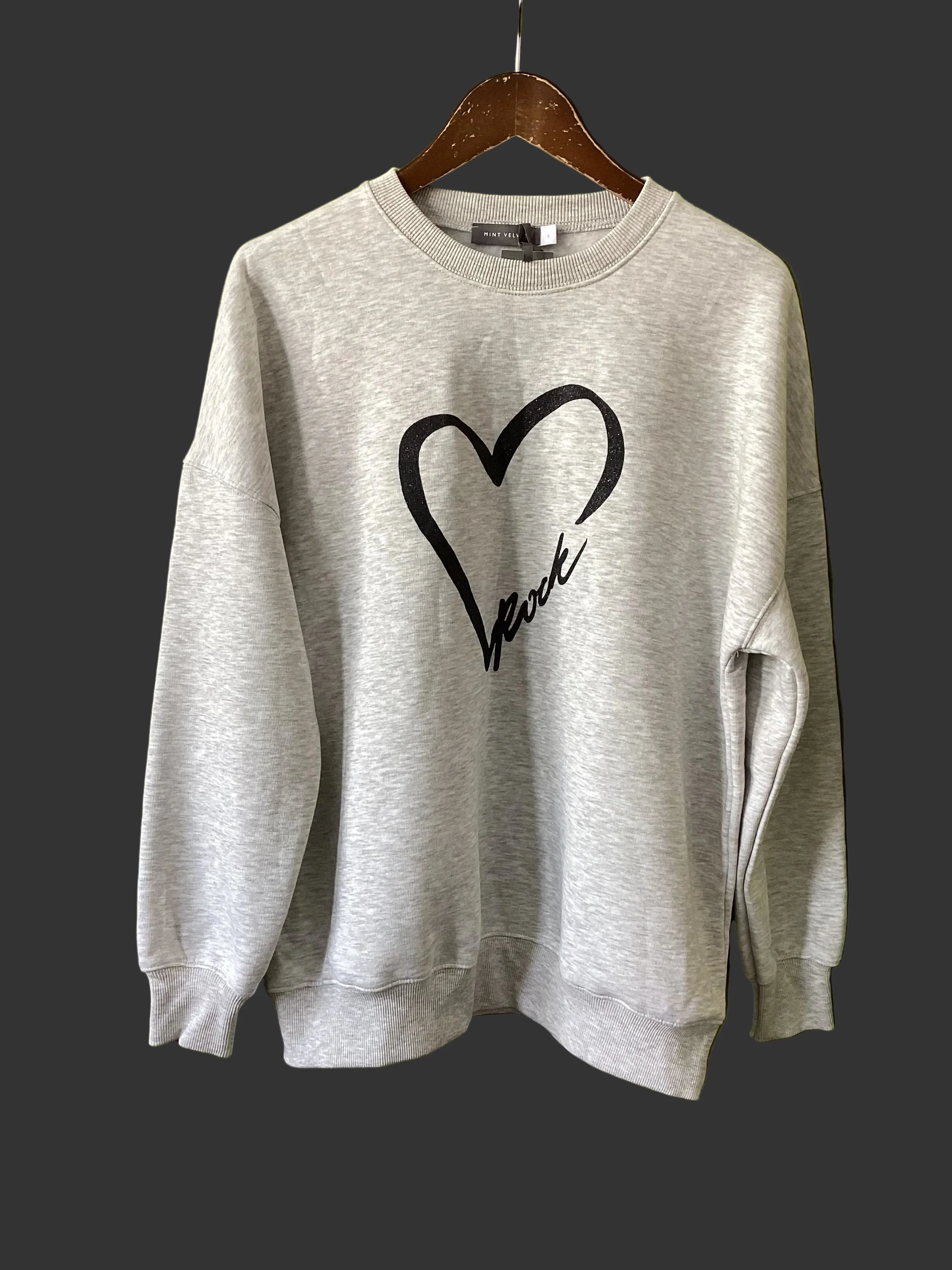 Mint Velvet Grey Heart Sweatshirt Size L