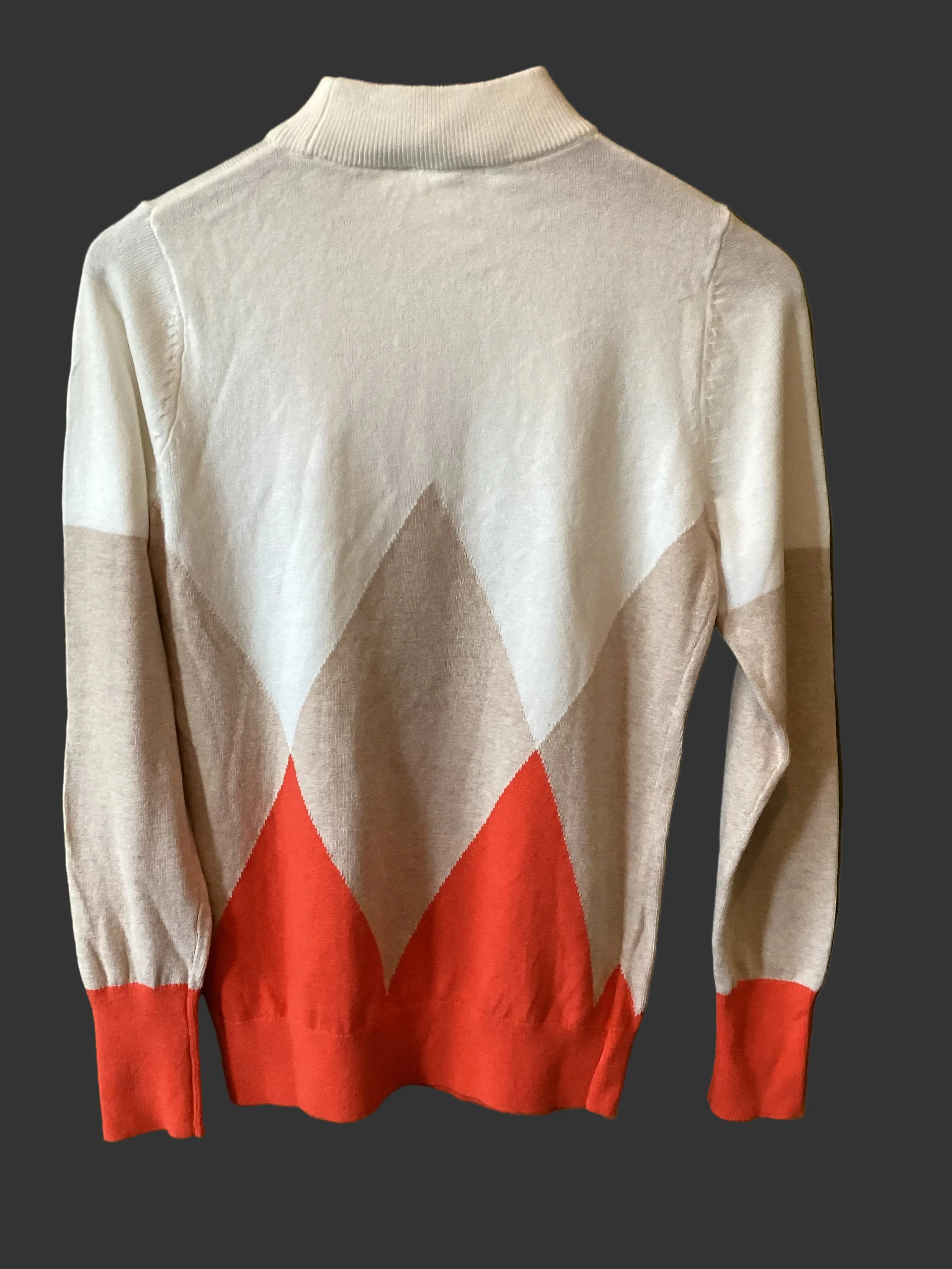 Mint Velvet Orange, White, and Beige Argyle Knit Jumper Size XS - Image 5