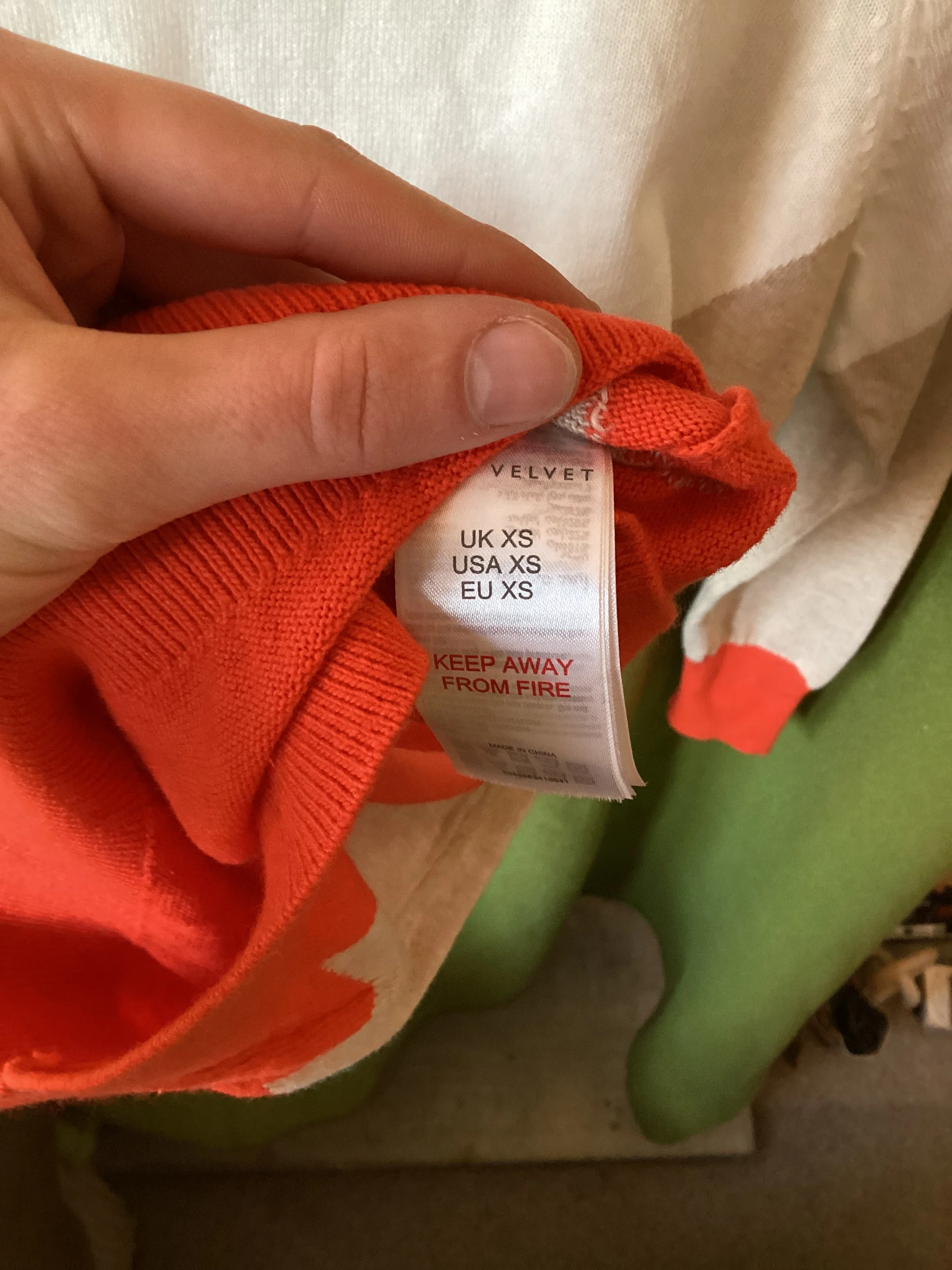 Mint Velvet Orange, White, and Beige Argyle Knit Jumper Size XS - Image 6