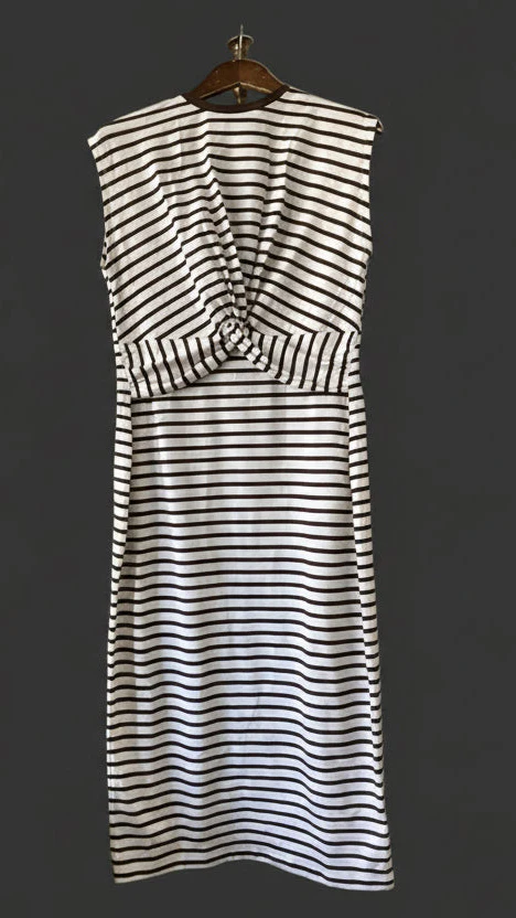 Mint Velvet White and Brown Stripey Dress Size M