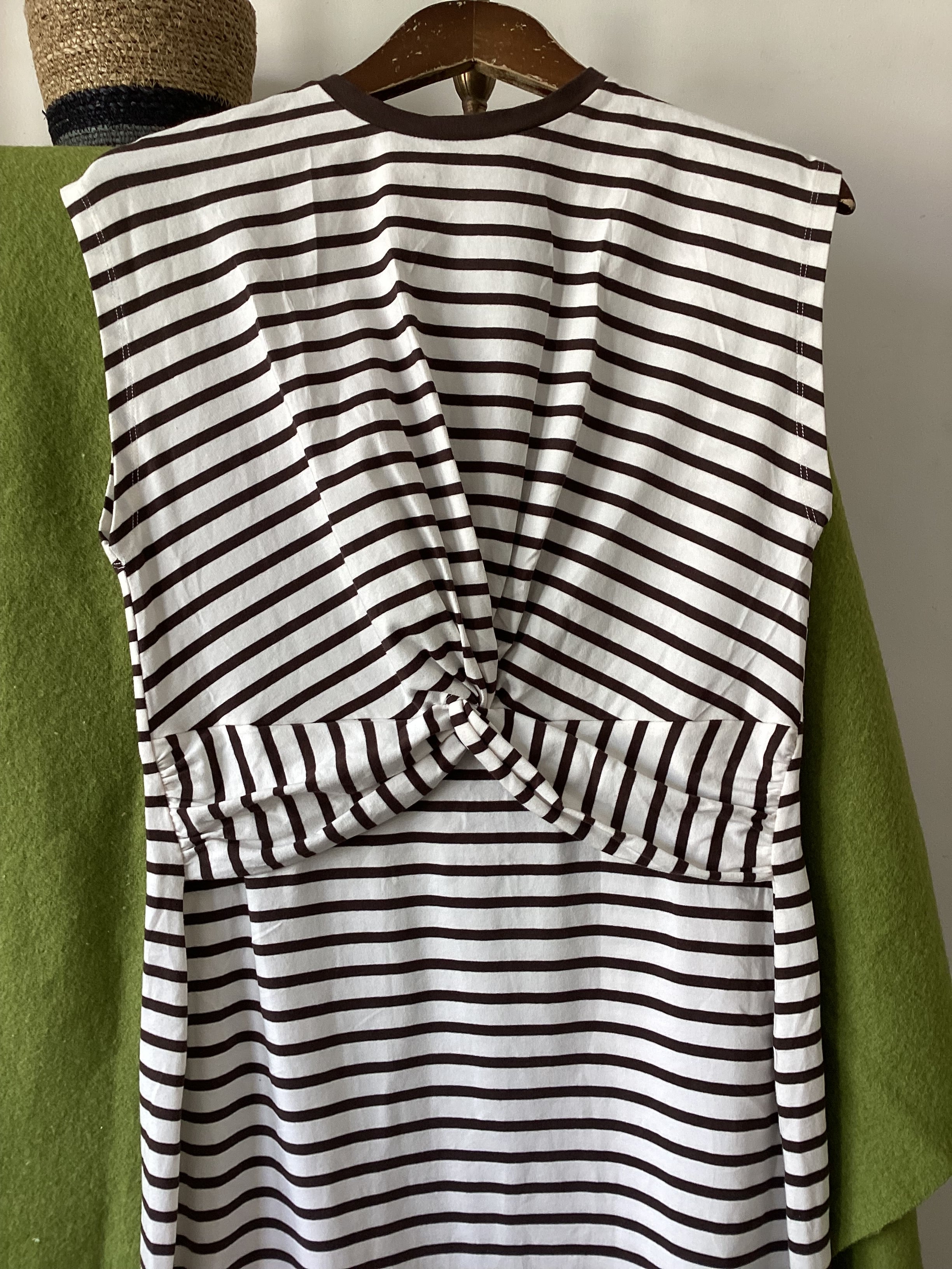 Mint Velvet White and Brown Stripey Dress Size M - Image 2