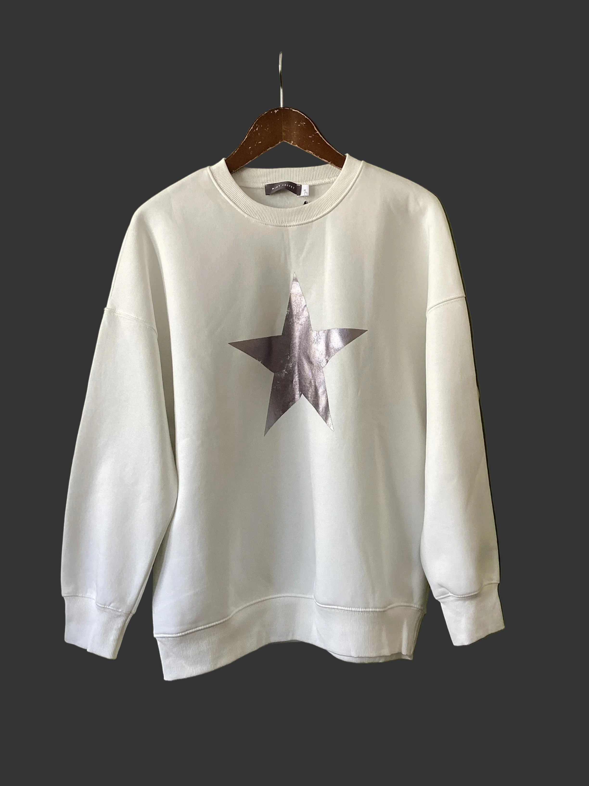 Mint Velvet White Star Sweatshirt Size M