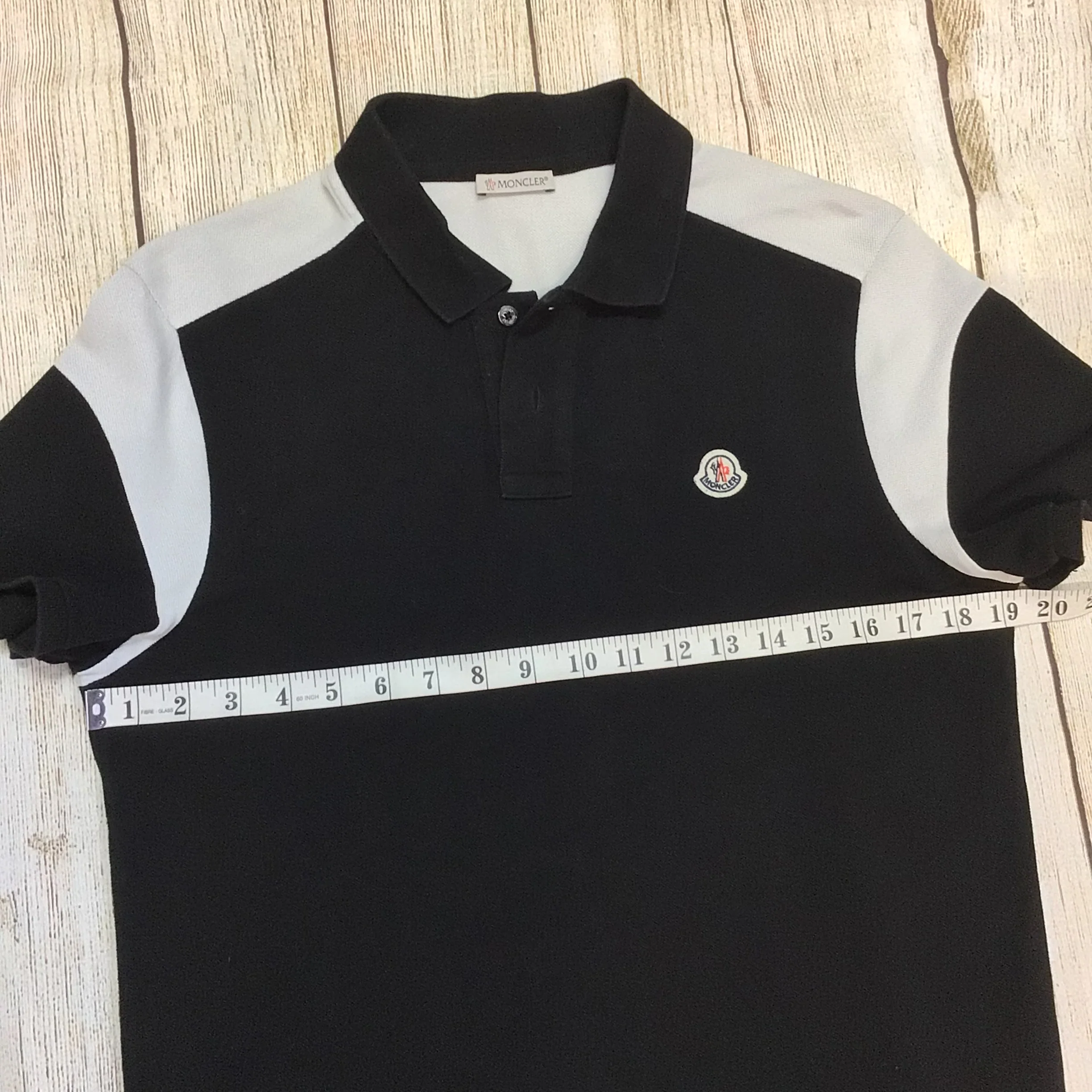 Moncler Black & White 100% Cotton Short Sleeve Polo Shirt Top Size S - Image 15