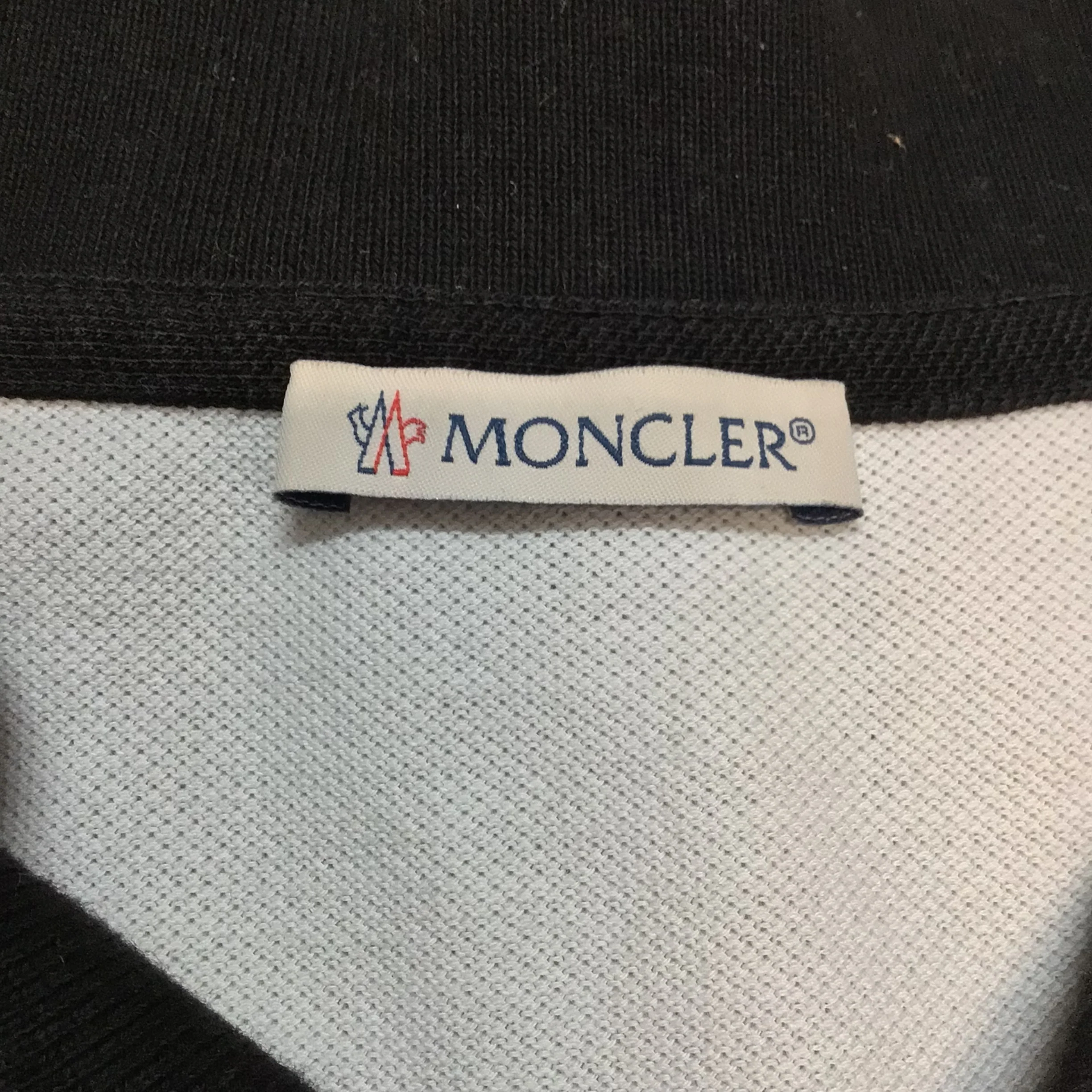 Moncler Black & White 100% Cotton Short Sleeve Polo Shirt Top Size S - Image 2