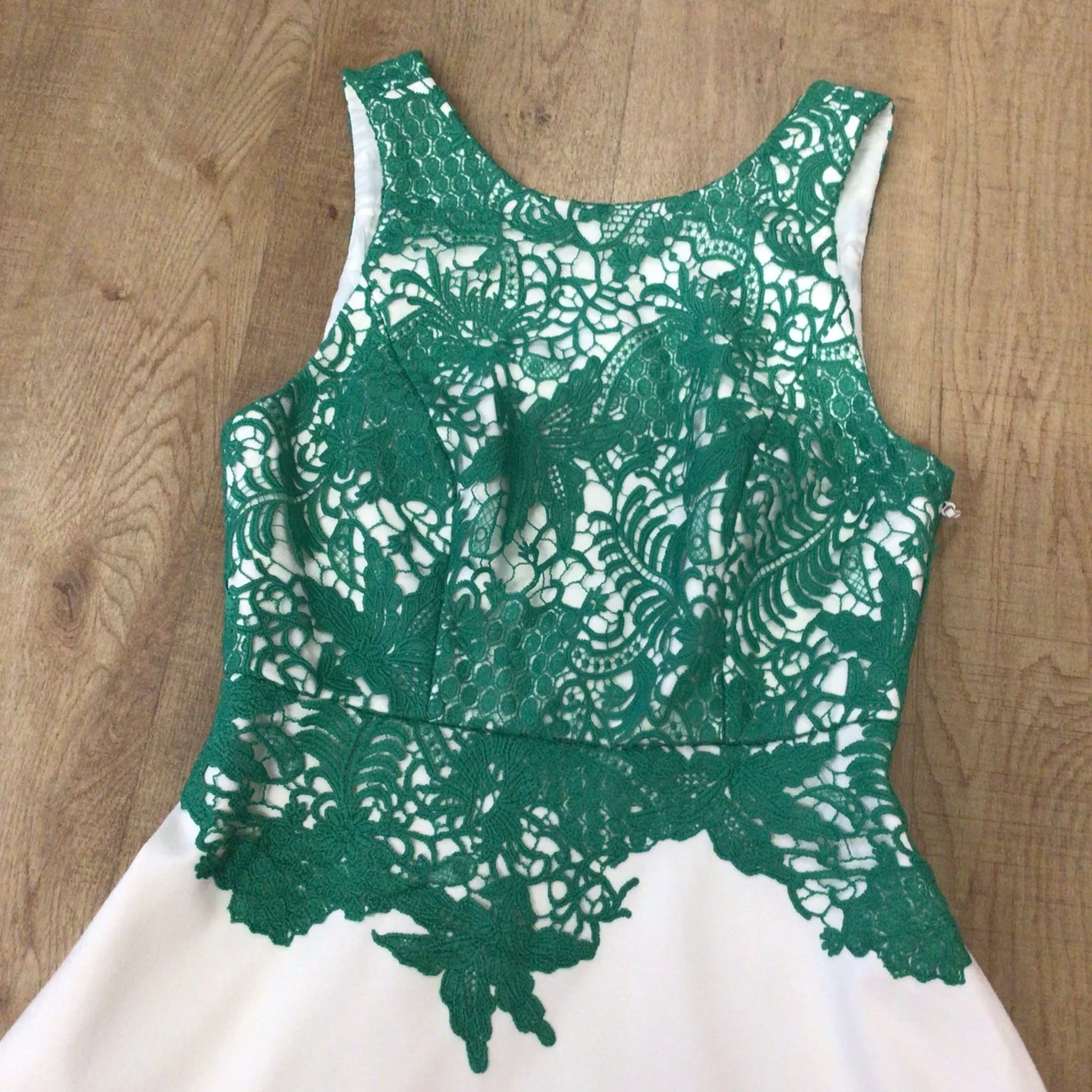 Moulinette Soeurs Anthropologie Green & White Dress Size 4 (on label) - Image 3