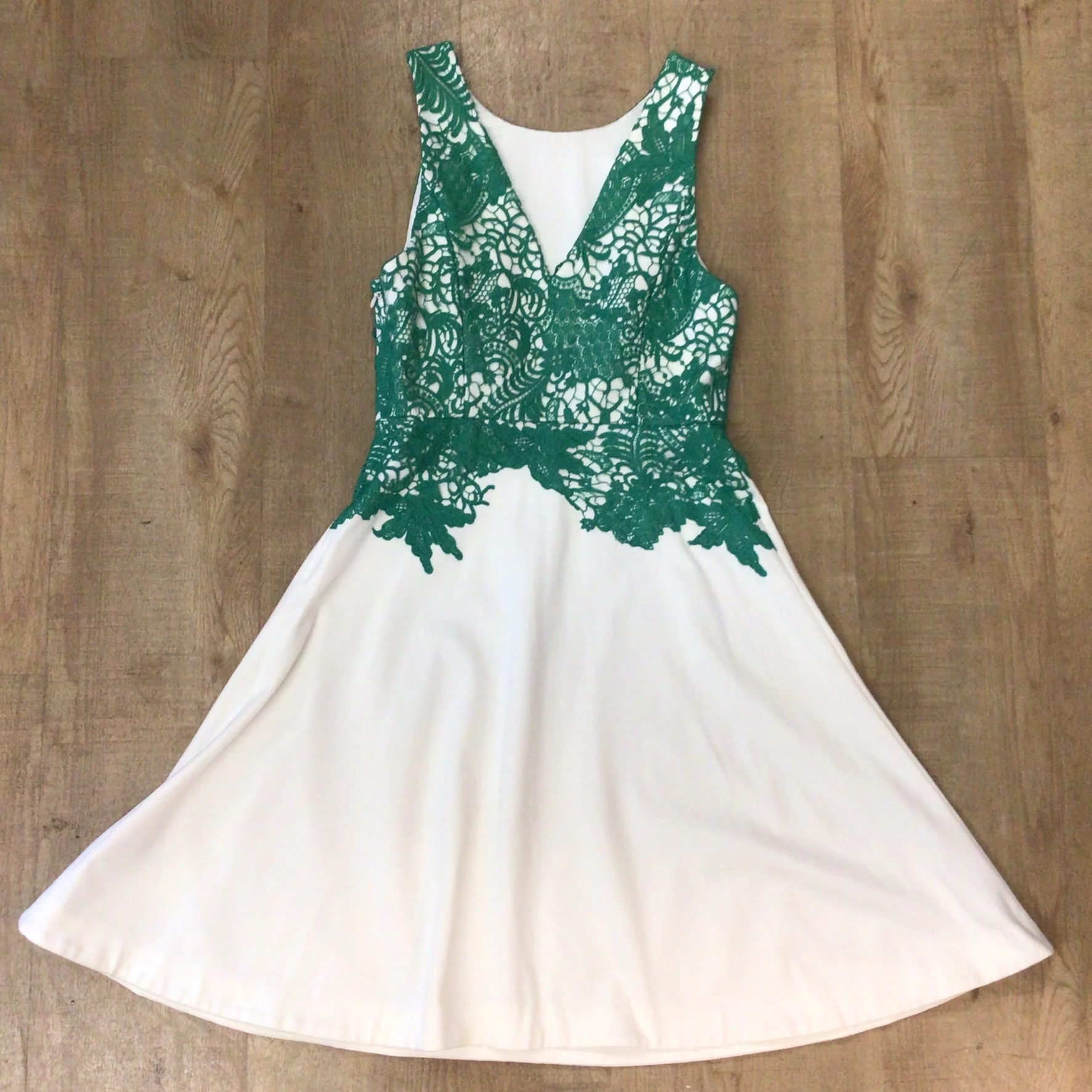 Moulinette Soeurs Anthropologie Green & White Dress Size 4 (on label) - Image 4