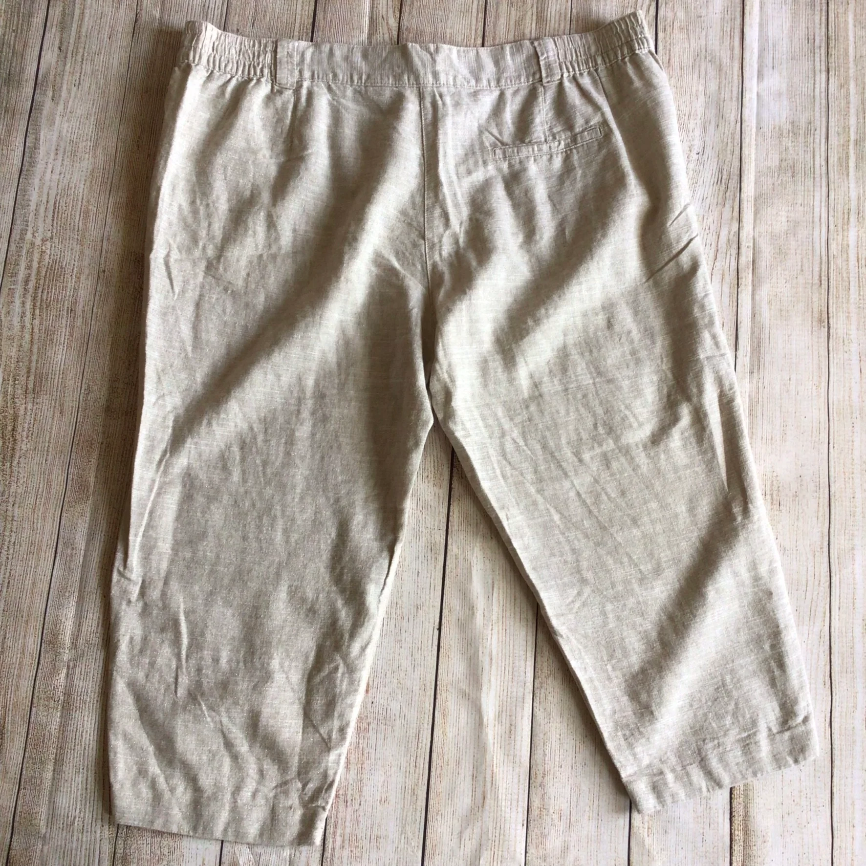 Next Beige Linen & Cotton Blend Trousers Size 26R - Image 5