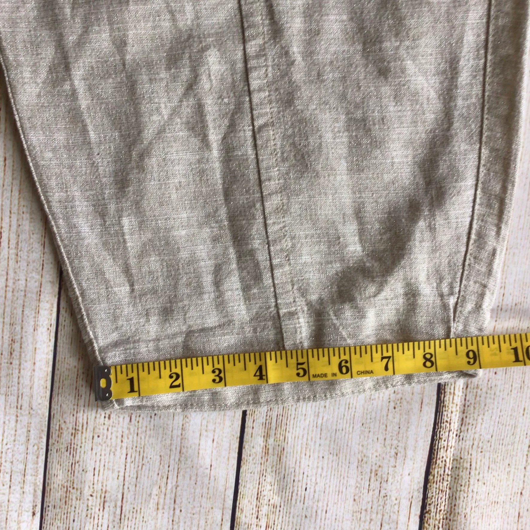 Next Beige Linen & Cotton Blend Trousers Size 26R - Image 9