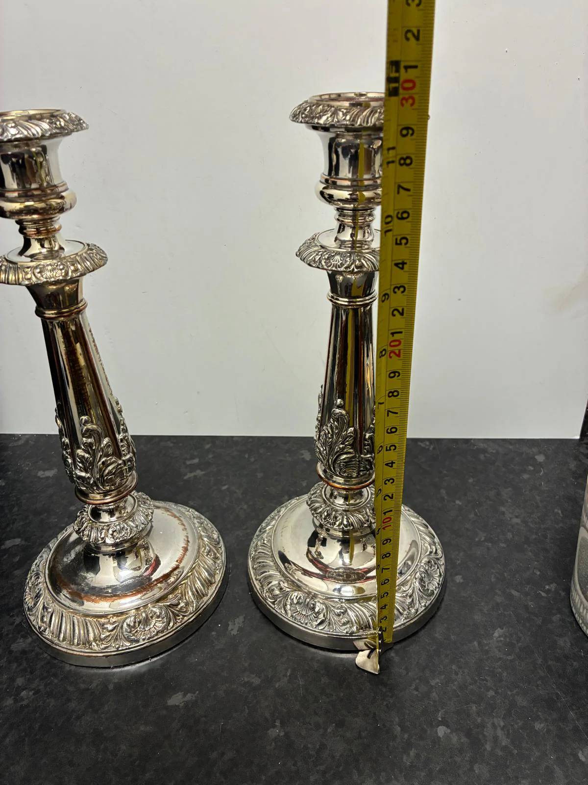 Pair Old Sheffield Plate Candlesticks 12 in Antique Georgian - Image 3