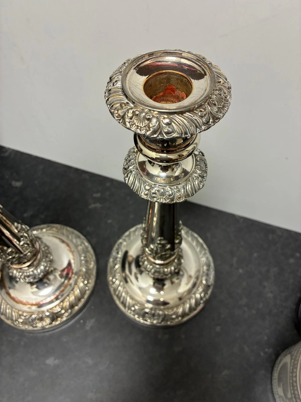 Pair Old Sheffield Plate Candlesticks 12 in Antique Georgian - Image 6