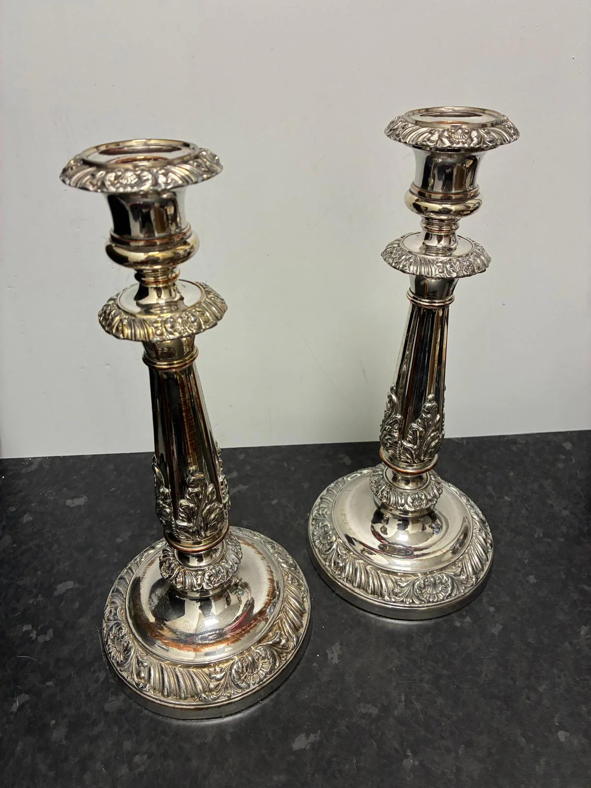 Pair Old Sheffield Plate Candlesticks 12 in Antique Georgian - Image 7
