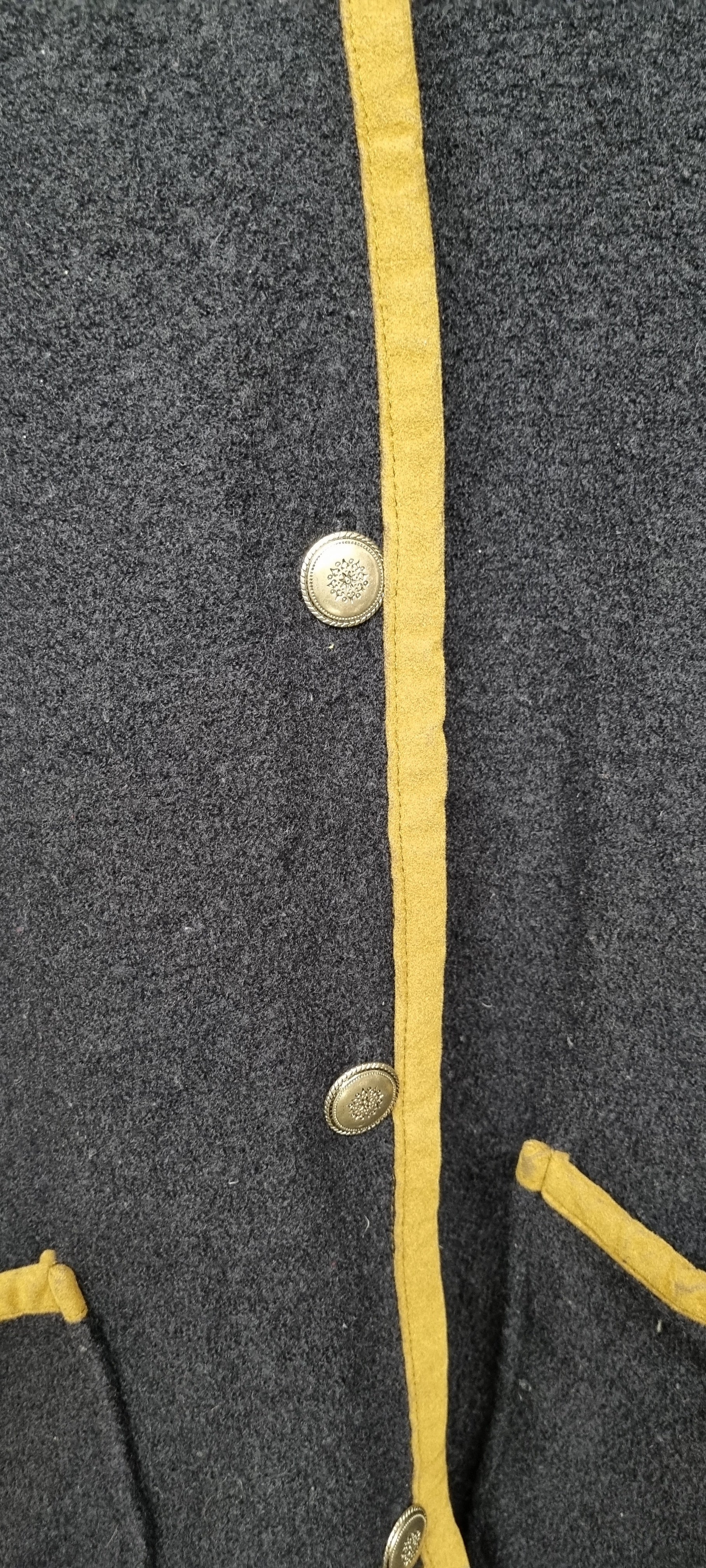 Orvis Navy Wool Cardigan with Mustard Trim Size XL - Image 3