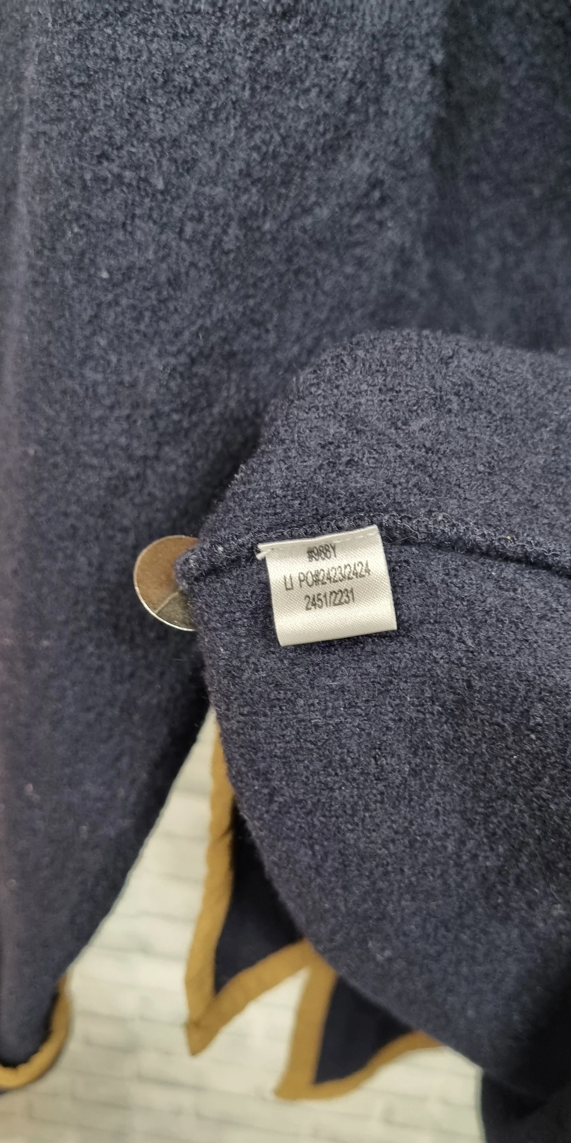 Orvis Navy Wool Cardigan with Mustard Trim Size XL - Image 5